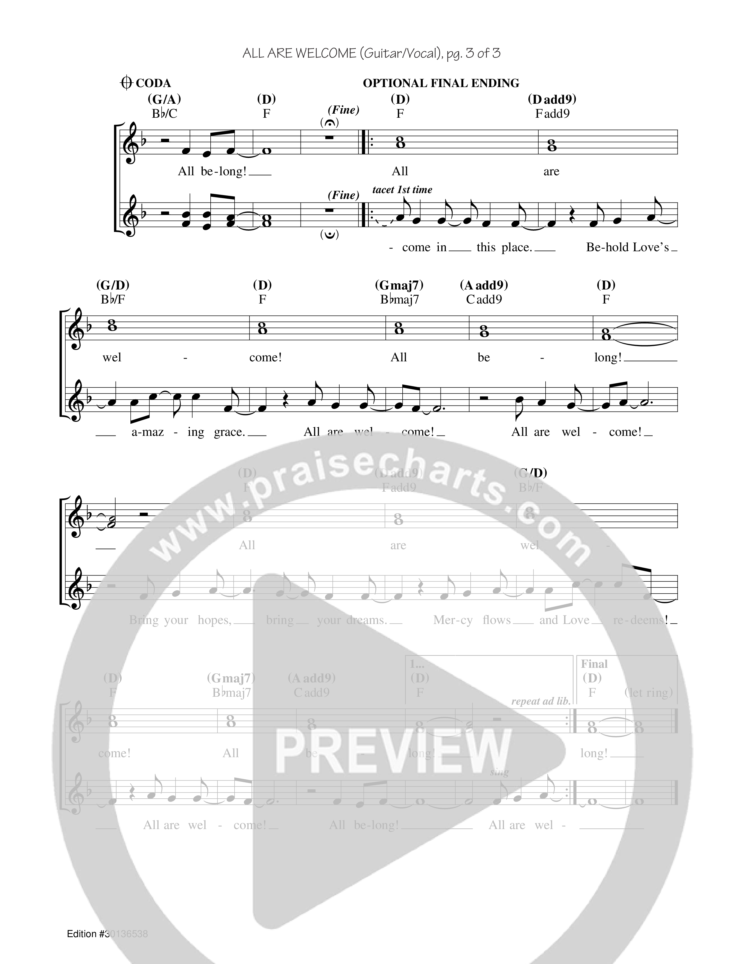 All Are Welcome Rhythm/Vocal (Jesse Manibusan)