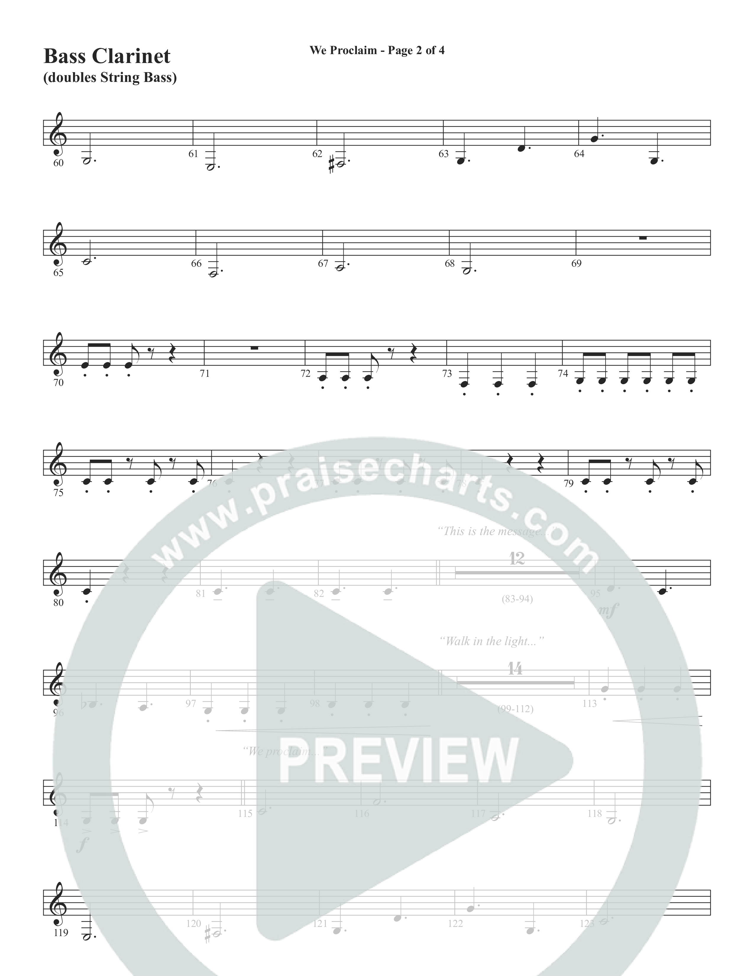 We Proclaim (Choral Anthem SATB) Bass Clarinet (Word Music Choral / Arr. Joshua Spacht)