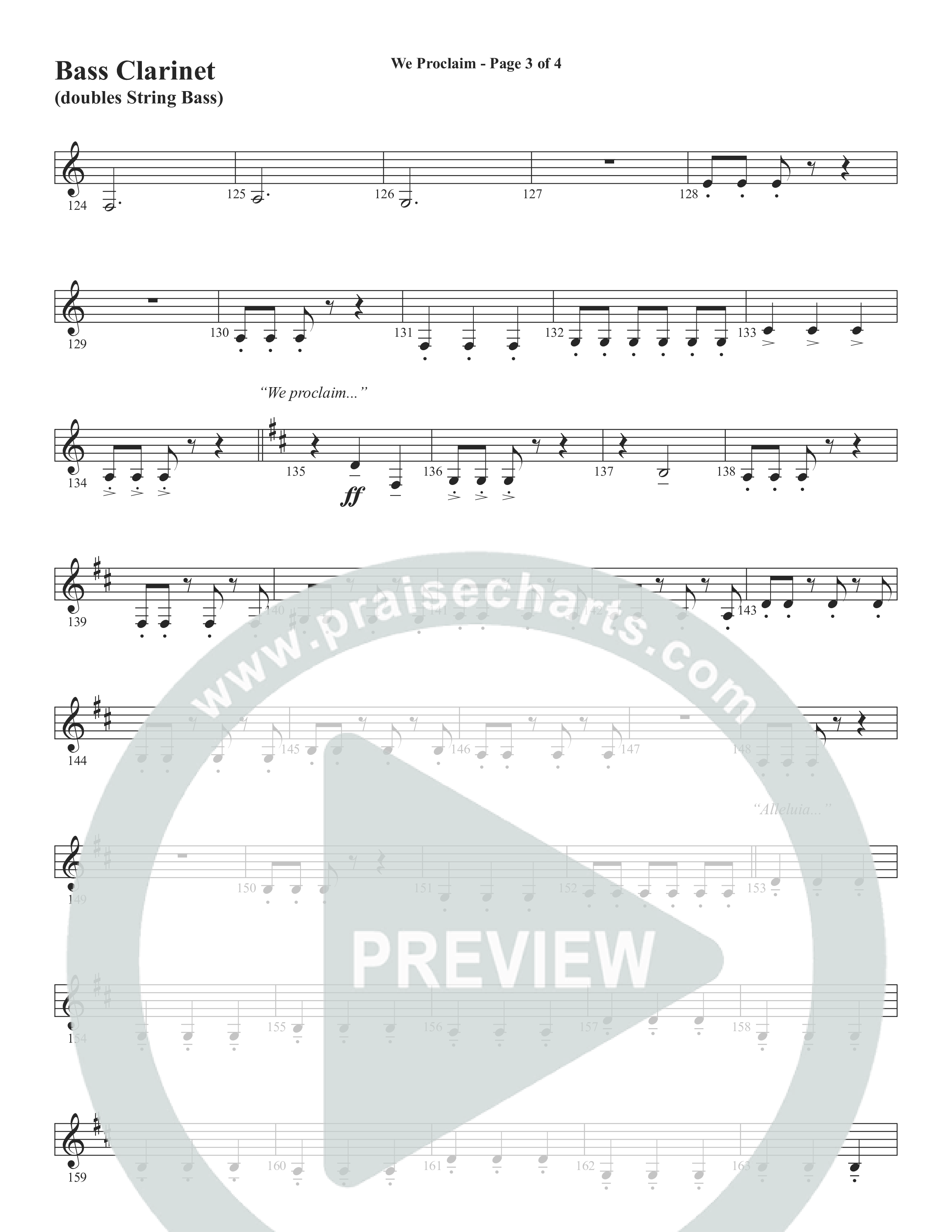 We Proclaim (Choral Anthem SATB) Bass Clarinet (Word Music Choral / Arr. Joshua Spacht)