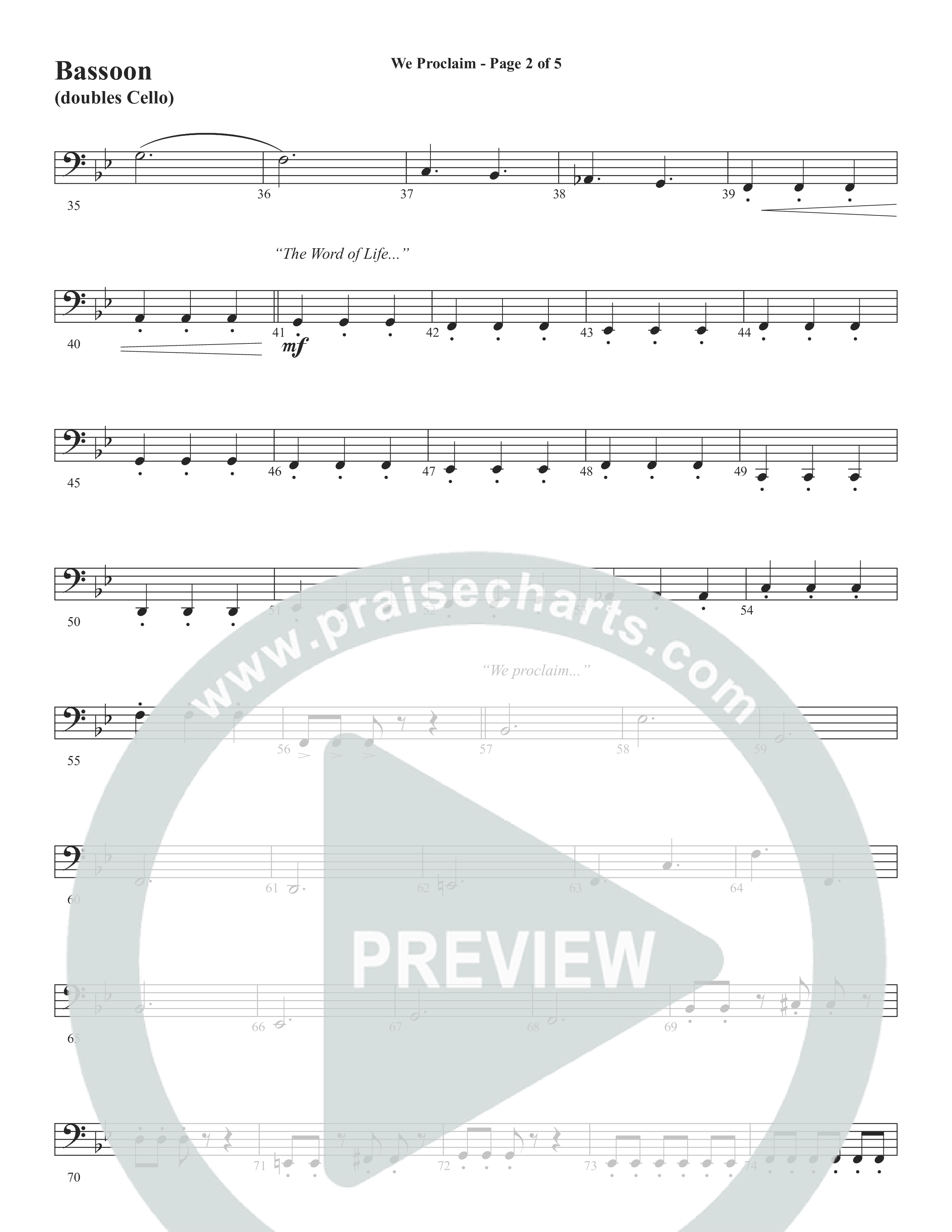 We Proclaim (Choral Anthem SATB) Bassoon (Word Music Choral / Arr. Joshua Spacht)