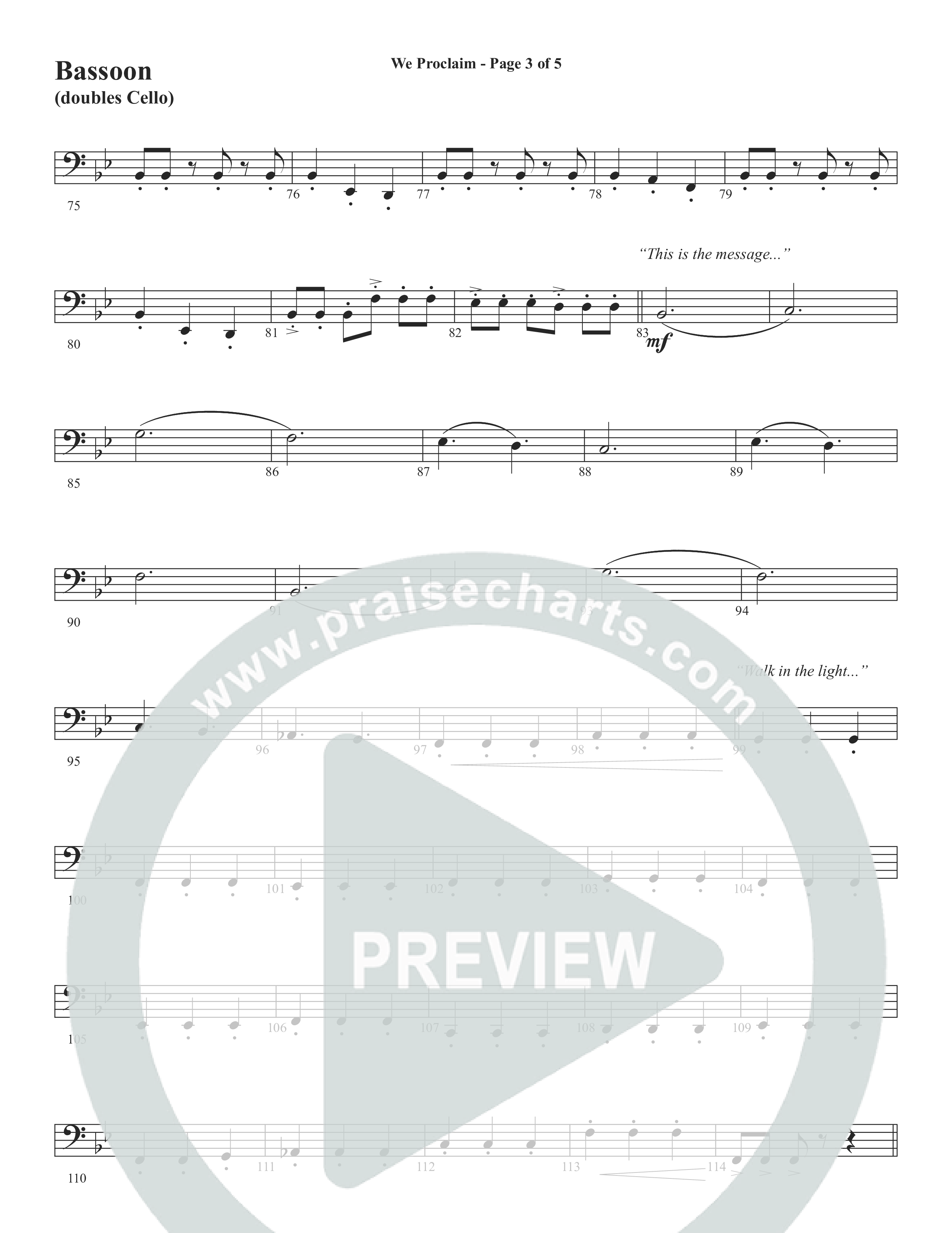 We Proclaim (Choral Anthem SATB) Bassoon (Word Music Choral / Arr. Joshua Spacht)