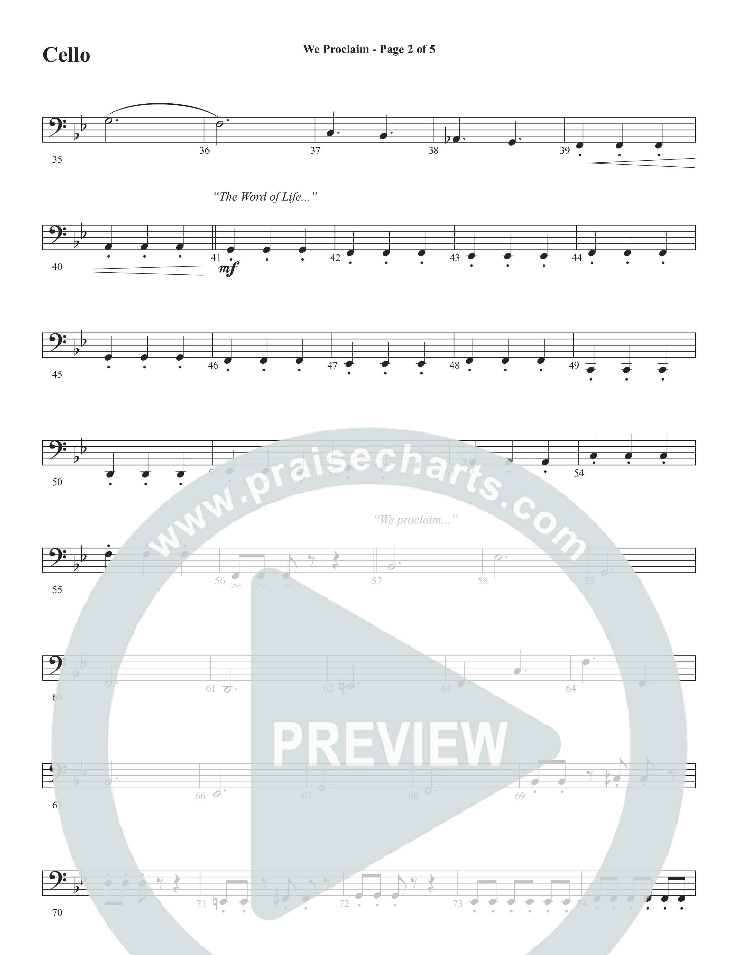 We Proclaim (Choral Anthem SATB) Cello (Word Music Choral / Arr. Joshua Spacht)