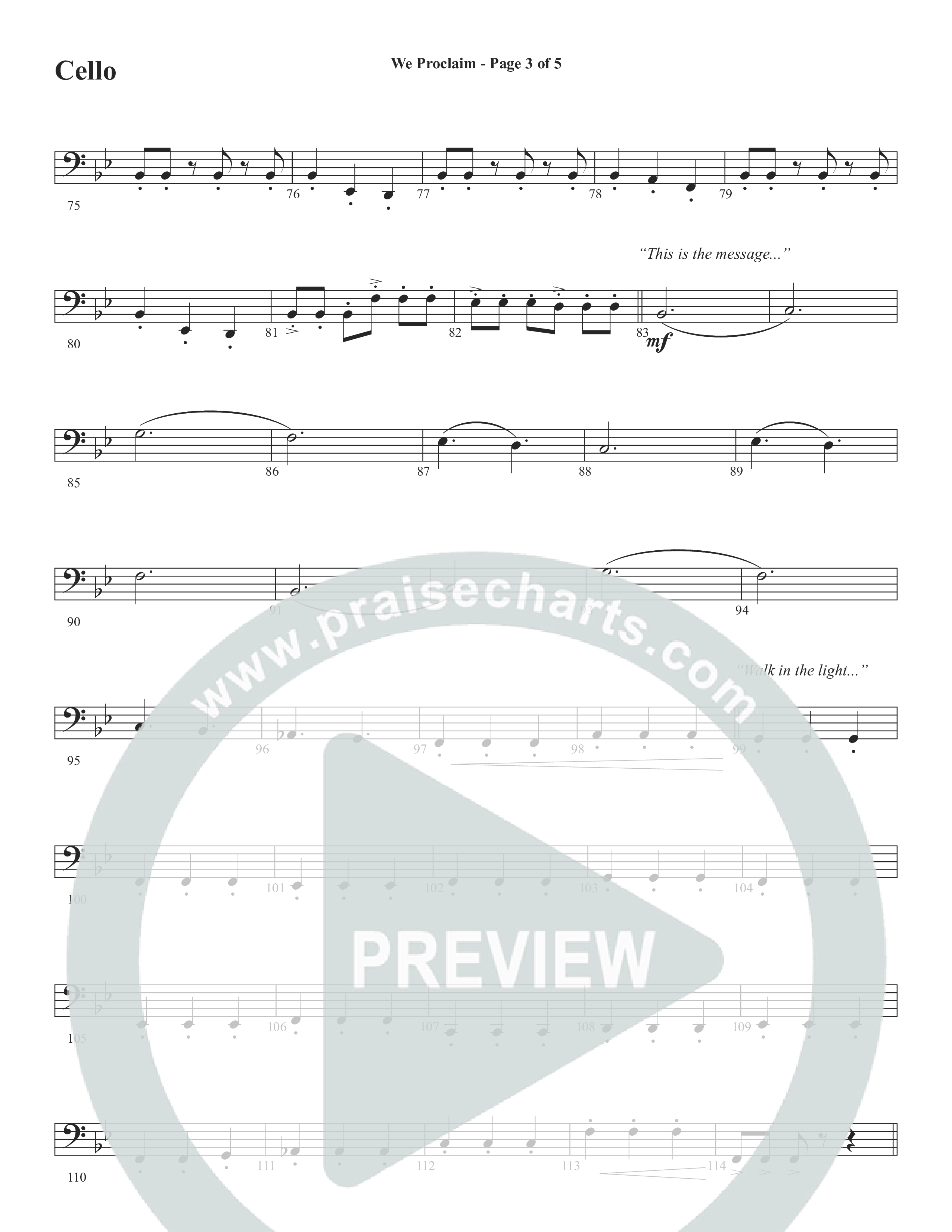 We Proclaim (Choral Anthem SATB) Cello (Word Music Choral / Arr. Joshua Spacht)