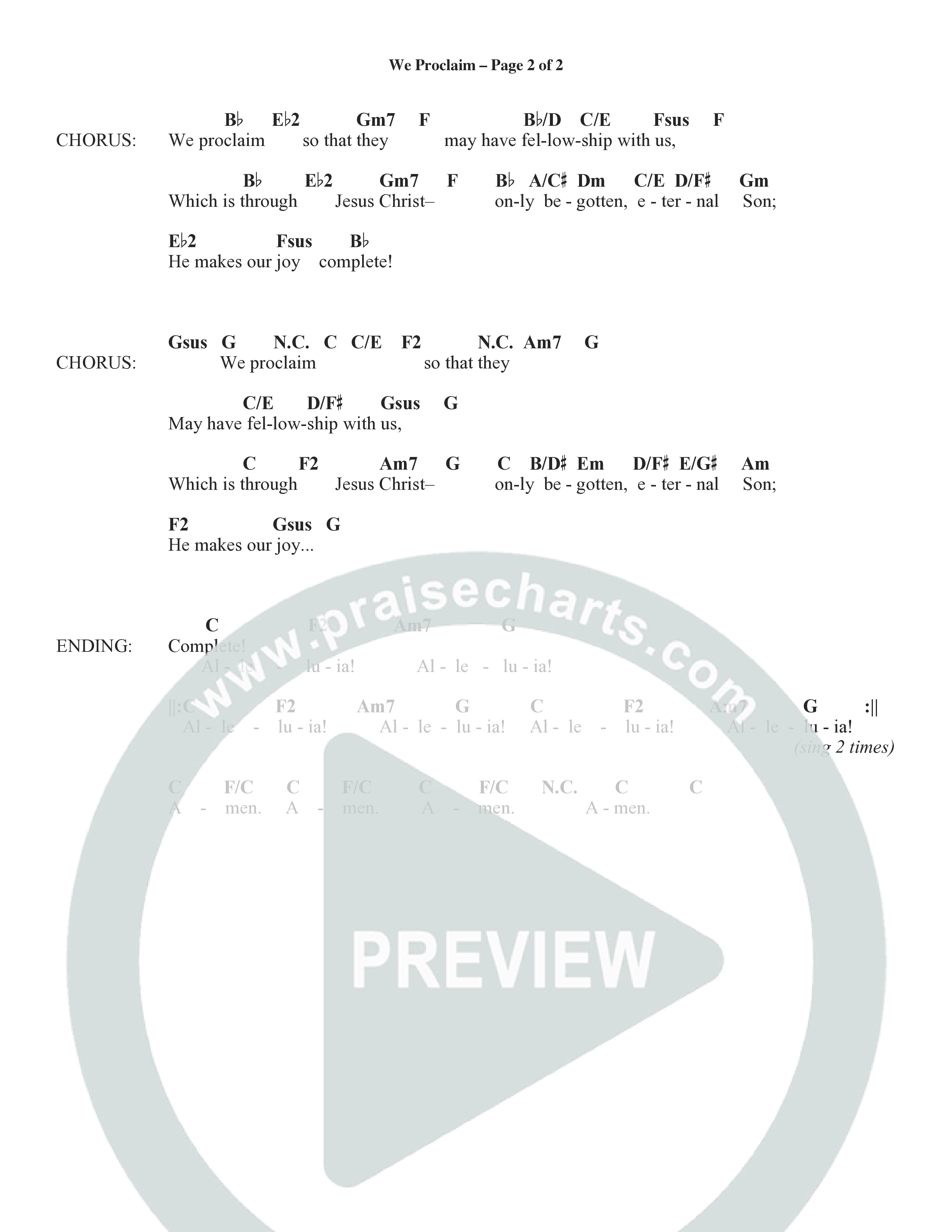 We Proclaim (Choral Anthem SATB) Chord Chart (Word Music Choral / Arr. Joshua Spacht)