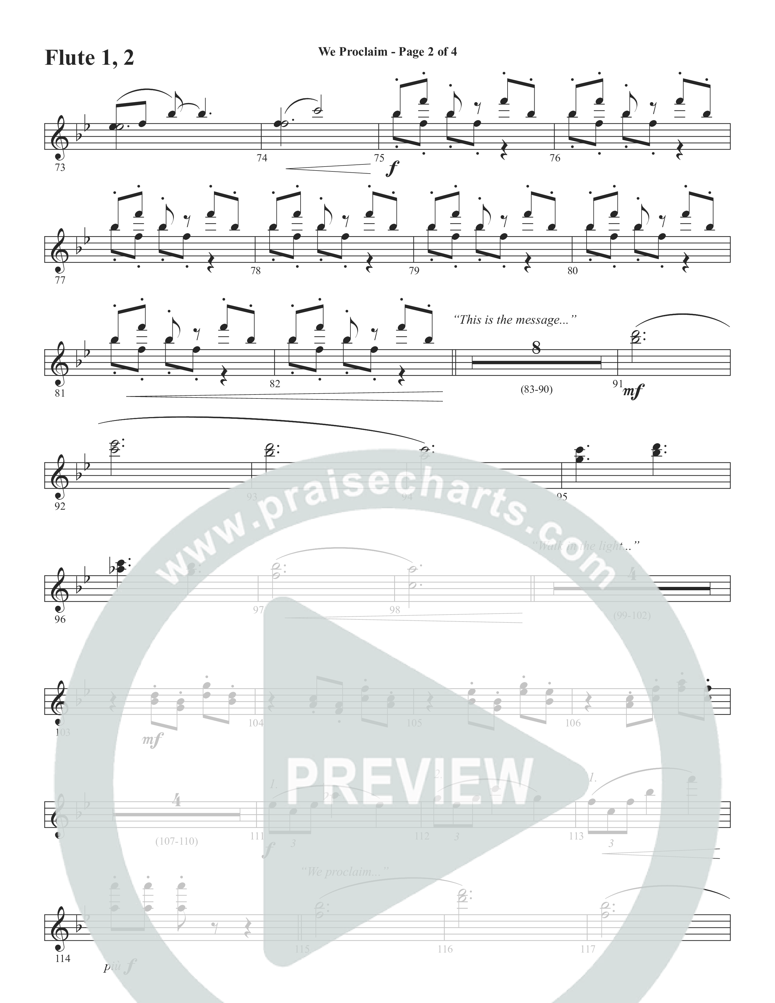We Proclaim (Choral Anthem SATB) Flute 1/2 (Word Music Choral / Arr. Joshua Spacht)