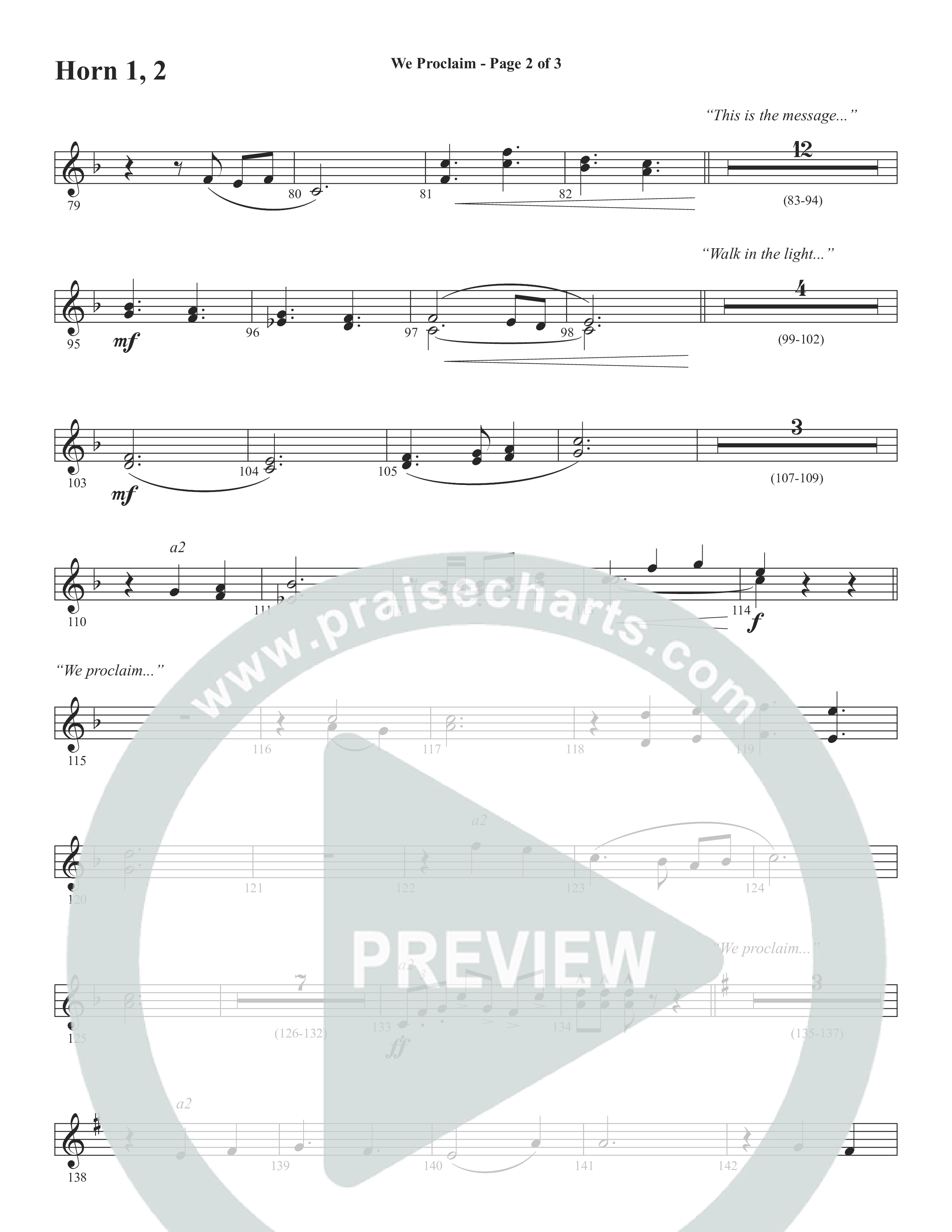 We Proclaim (Choral Anthem SATB) French Horn (Word Music Choral / Arr. Joshua Spacht)