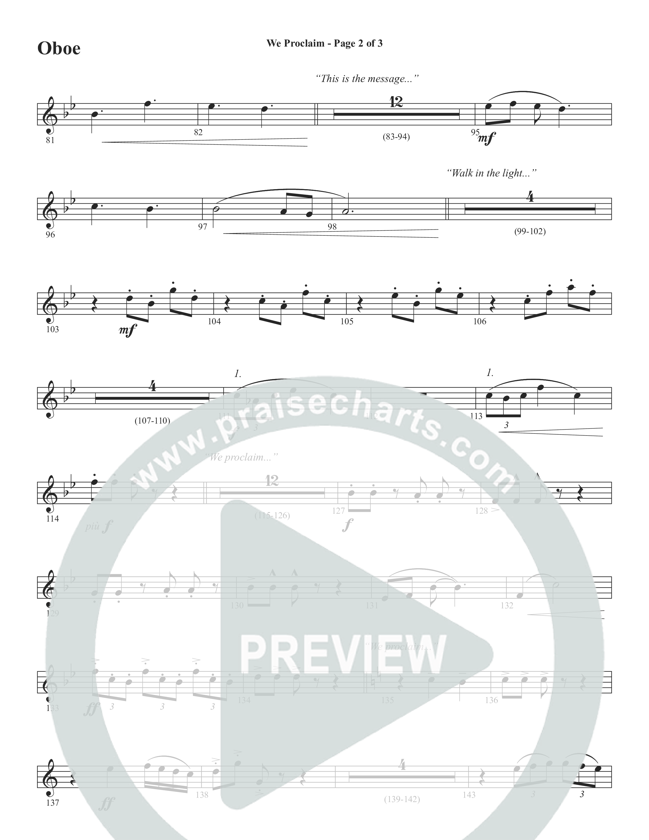 We Proclaim (Choral Anthem SATB) Oboe (Word Music Choral / Arr. Joshua Spacht)