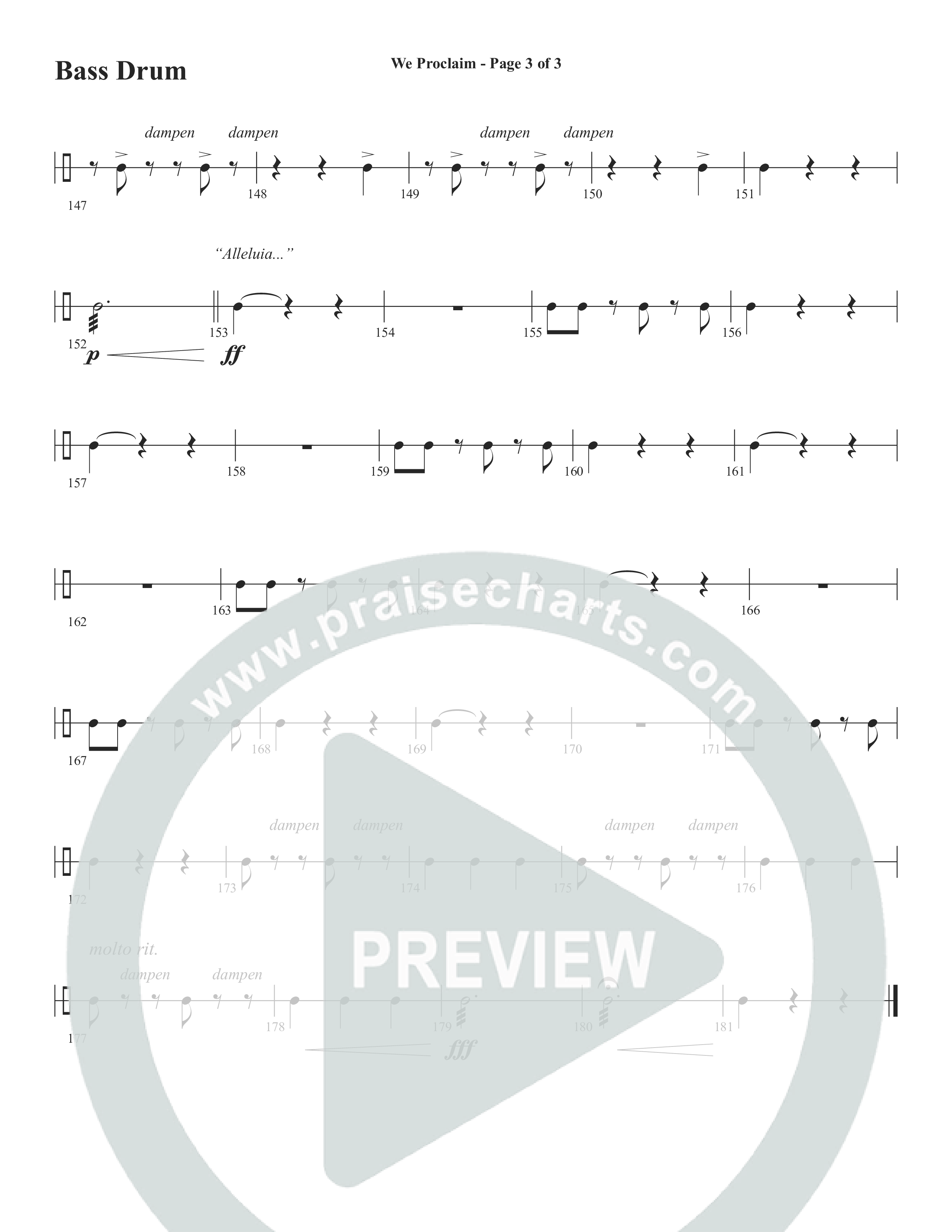 We Proclaim (Choral Anthem SATB) Percussion (Word Music Choral / Arr. Joshua Spacht)