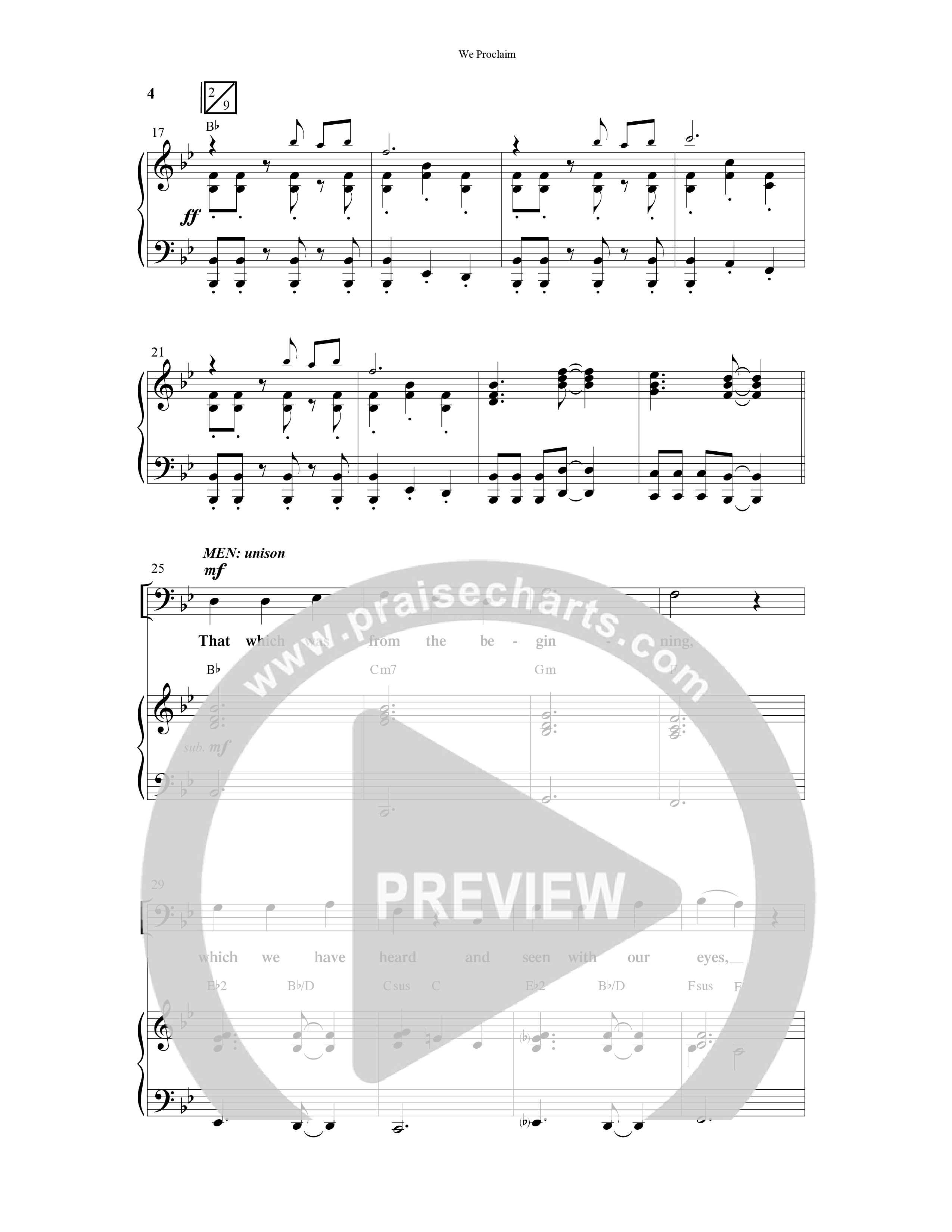 We Proclaim (Choral Anthem SATB) Anthem (SATB/Piano) (Word Music Choral / Arr. Joshua Spacht)