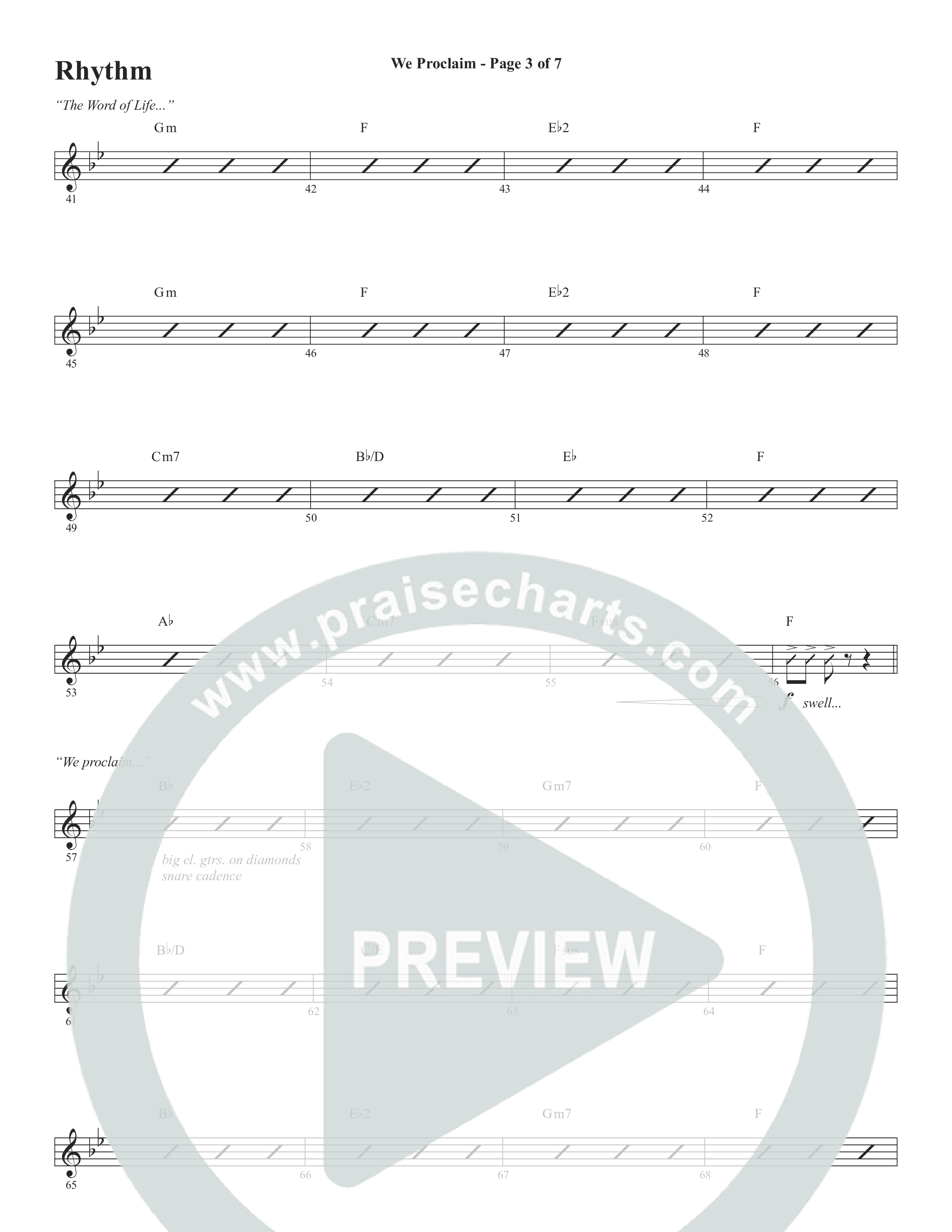 We Proclaim (Choral Anthem SATB) Rhythm Chart (Word Music Choral / Arr. Joshua Spacht)