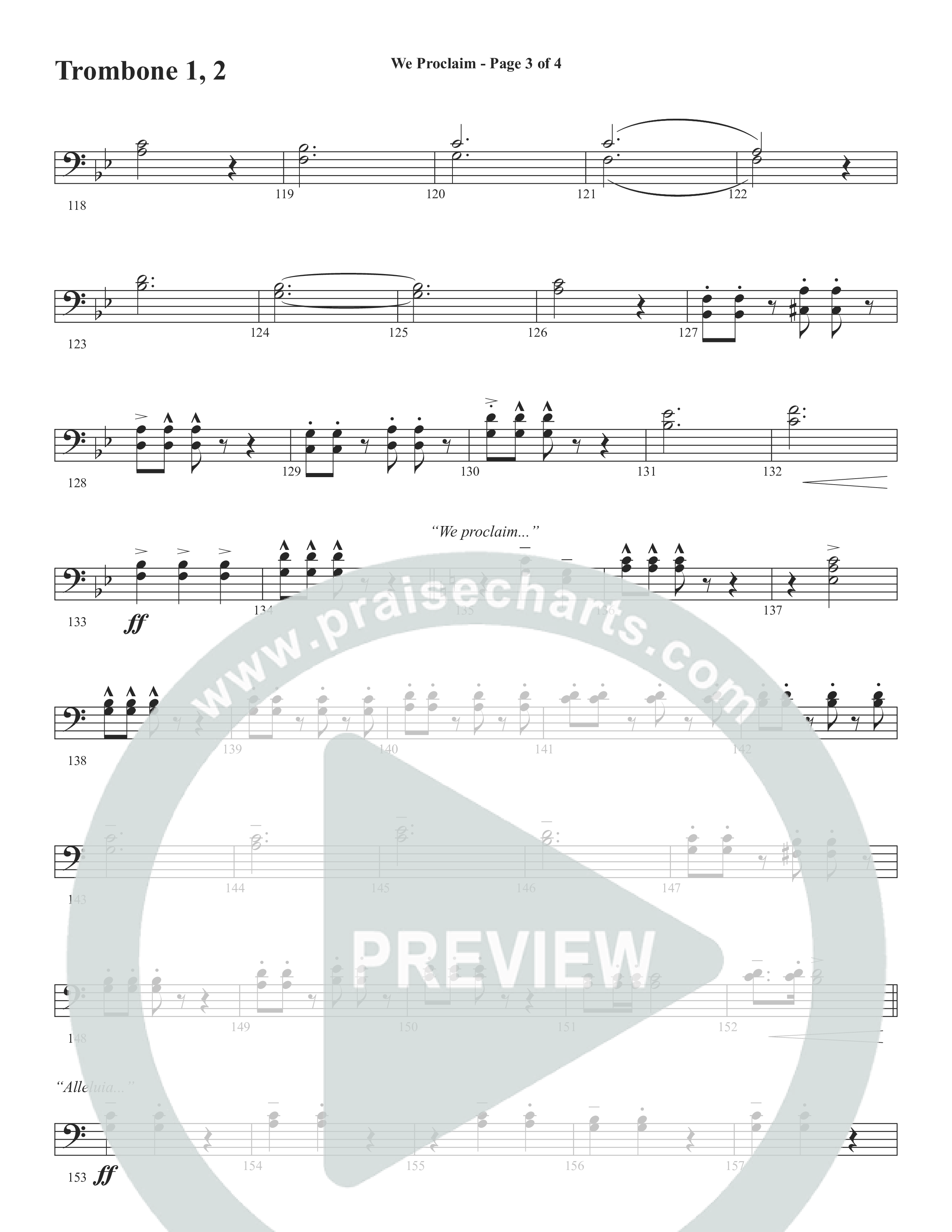 We Proclaim (Choral Anthem SATB) Trombone (Word Music Choral / Arr. Joshua Spacht)