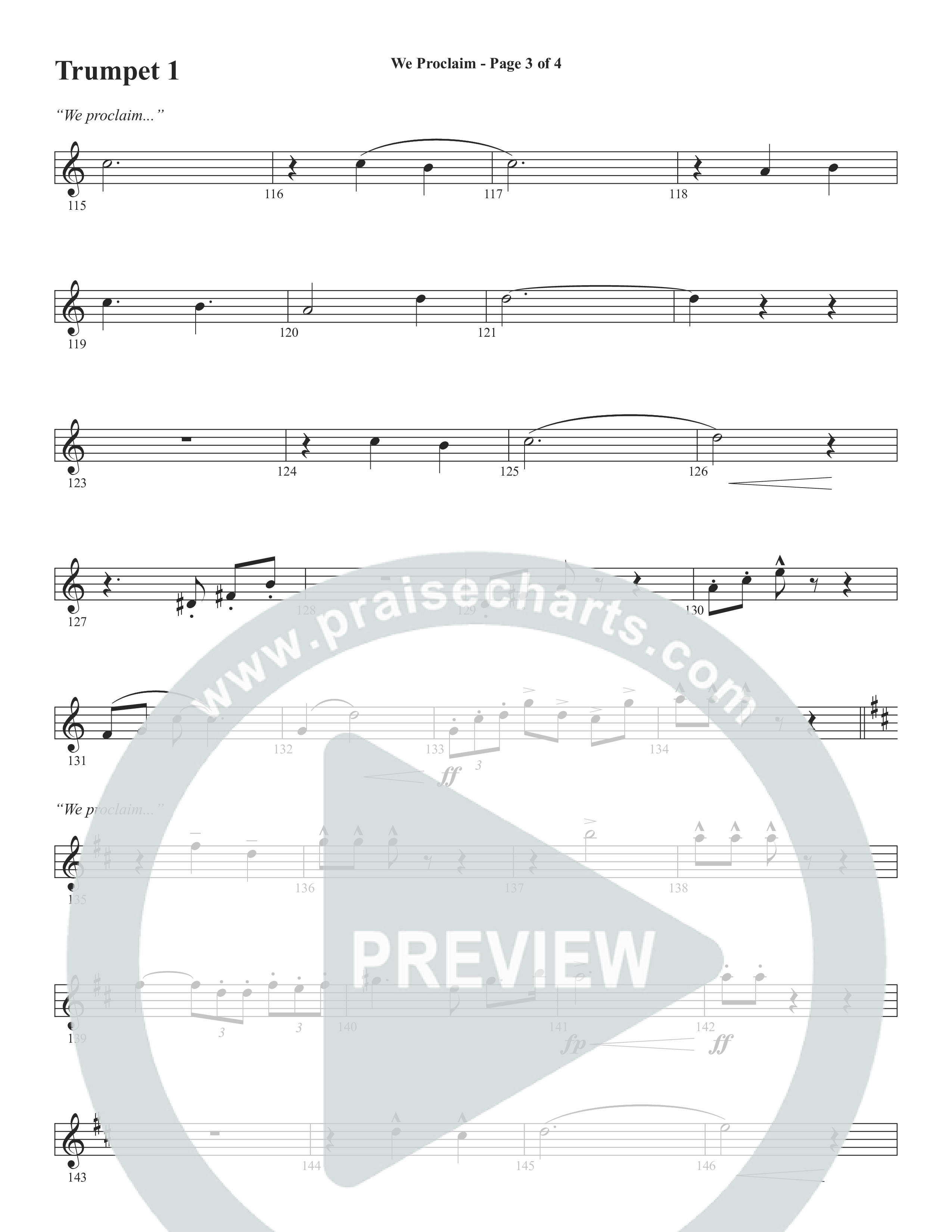 We Proclaim (Choral Anthem SATB) Trumpet (Word Music Choral / Arr. Joshua Spacht)