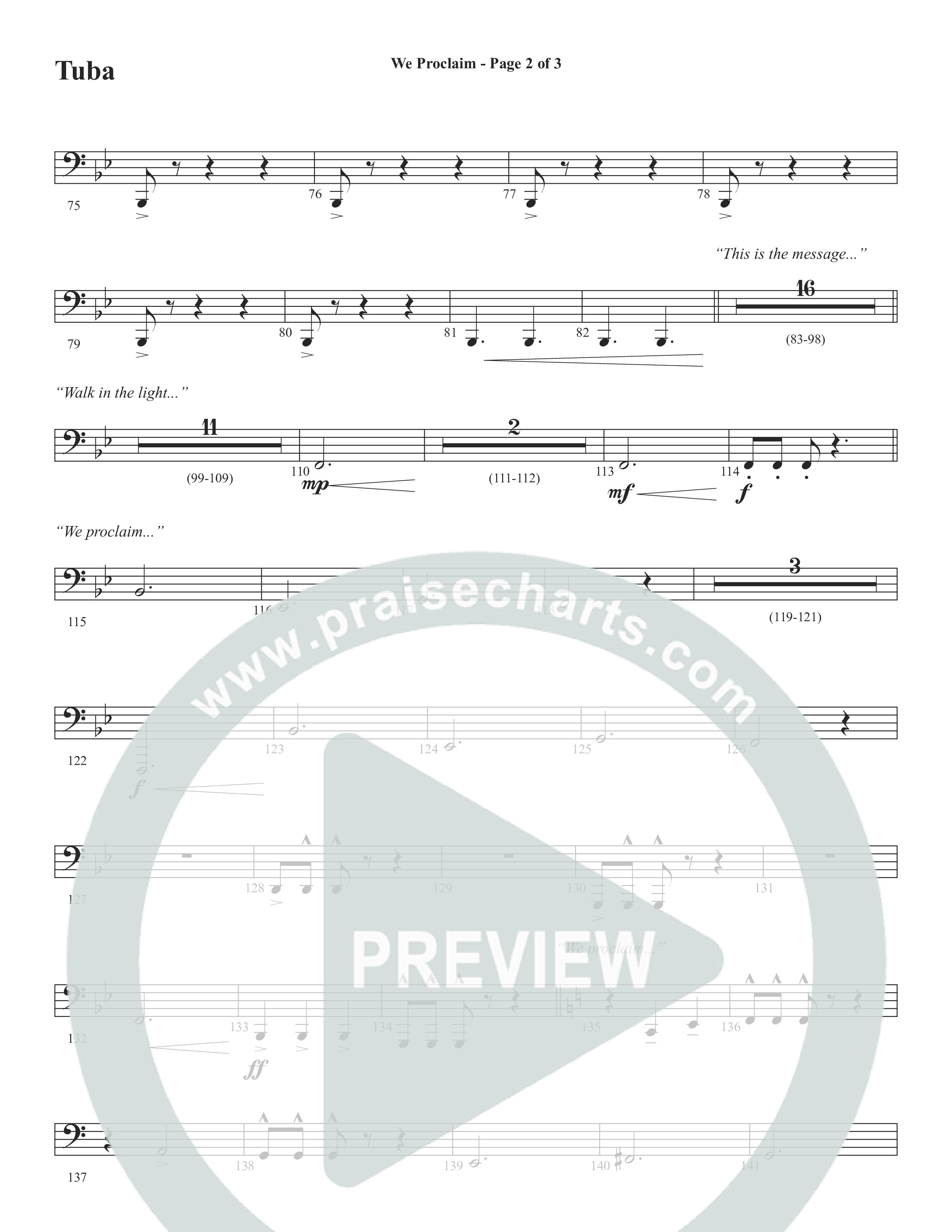 We Proclaim (Choral Anthem SATB) Tuba (Word Music Choral / Arr. Joshua Spacht)