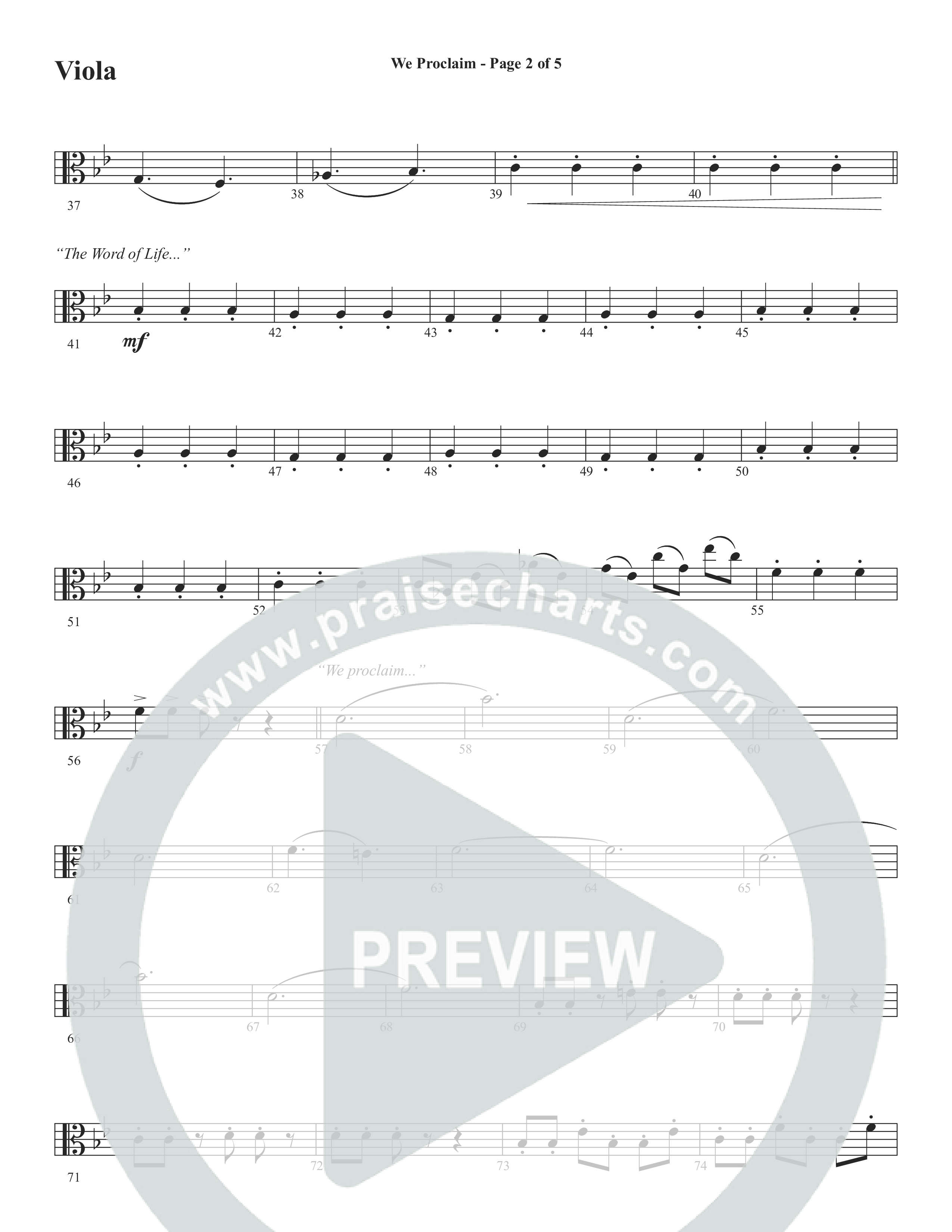 We Proclaim (Choral Anthem SATB) Viola (Word Music Choral / Arr. Joshua Spacht)