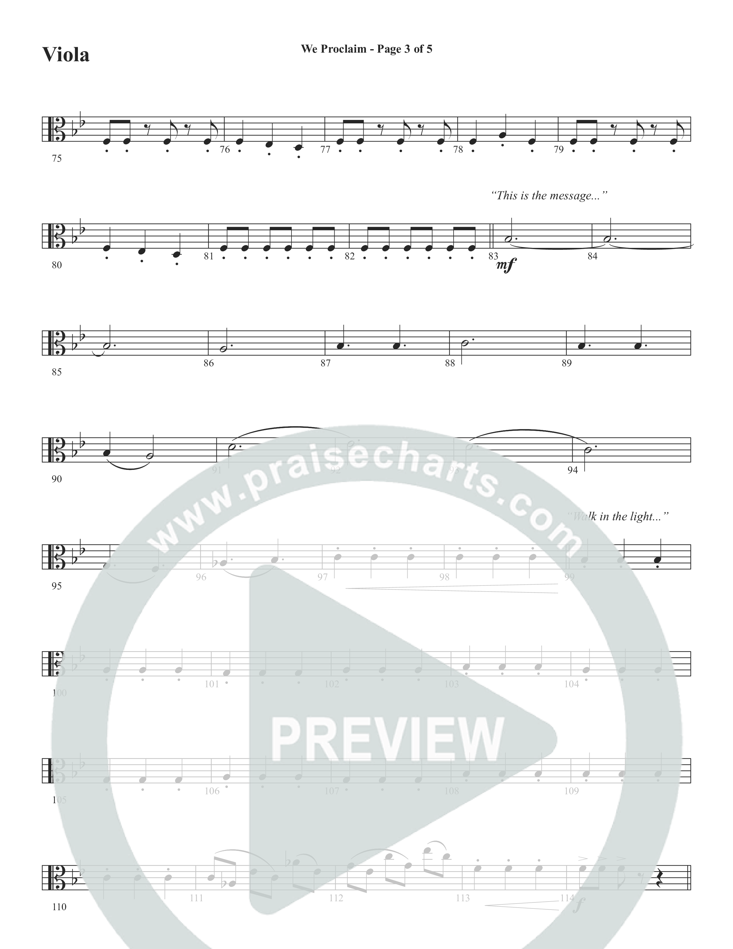 We Proclaim (Choral Anthem SATB) Viola (Word Music Choral / Arr. Joshua Spacht)