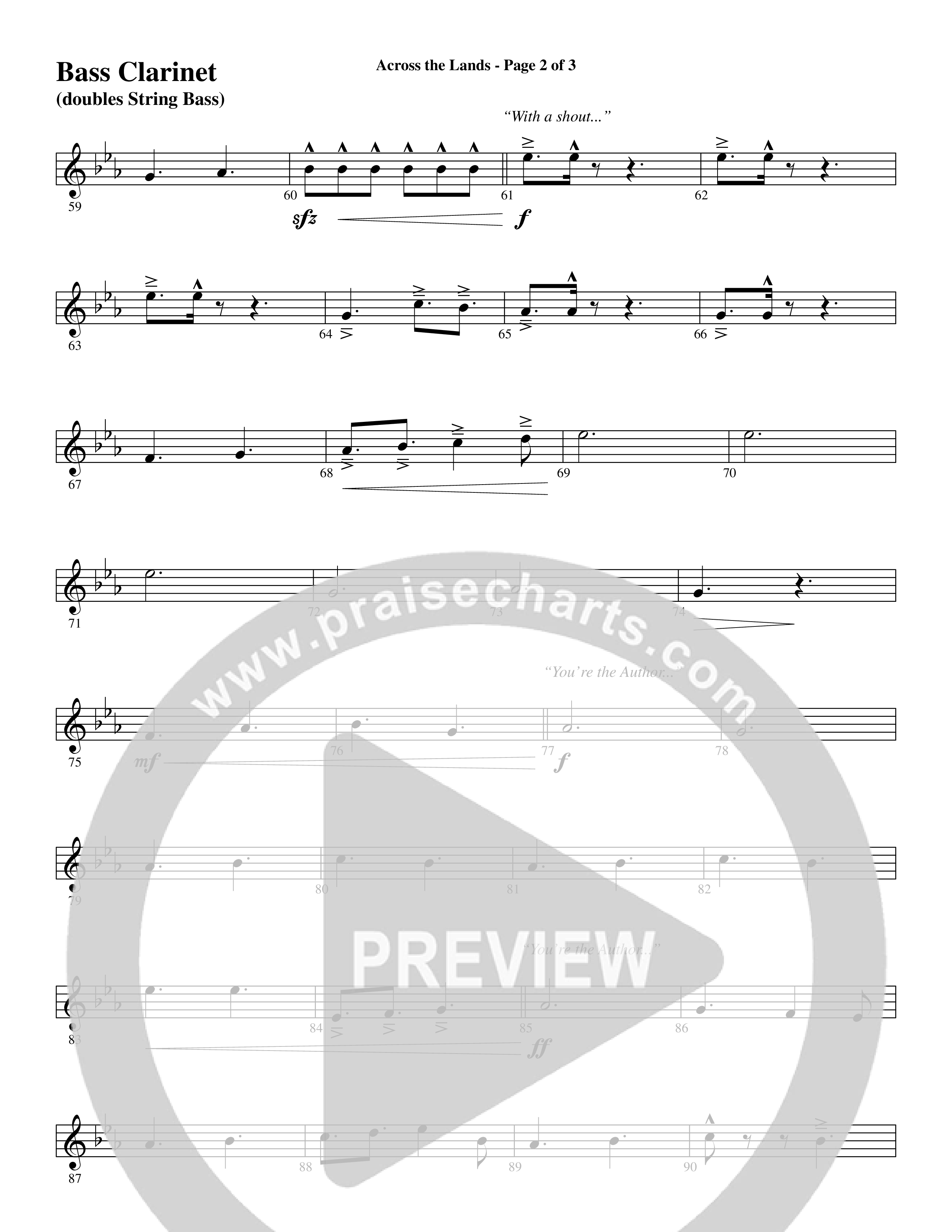 Across the Lands (You’re the Word of God) (Choral Anthem SATB) Bass Clarinet (Word Music Choral / Keith Getty / Stuart Townend / Arr. Cliff Duren)