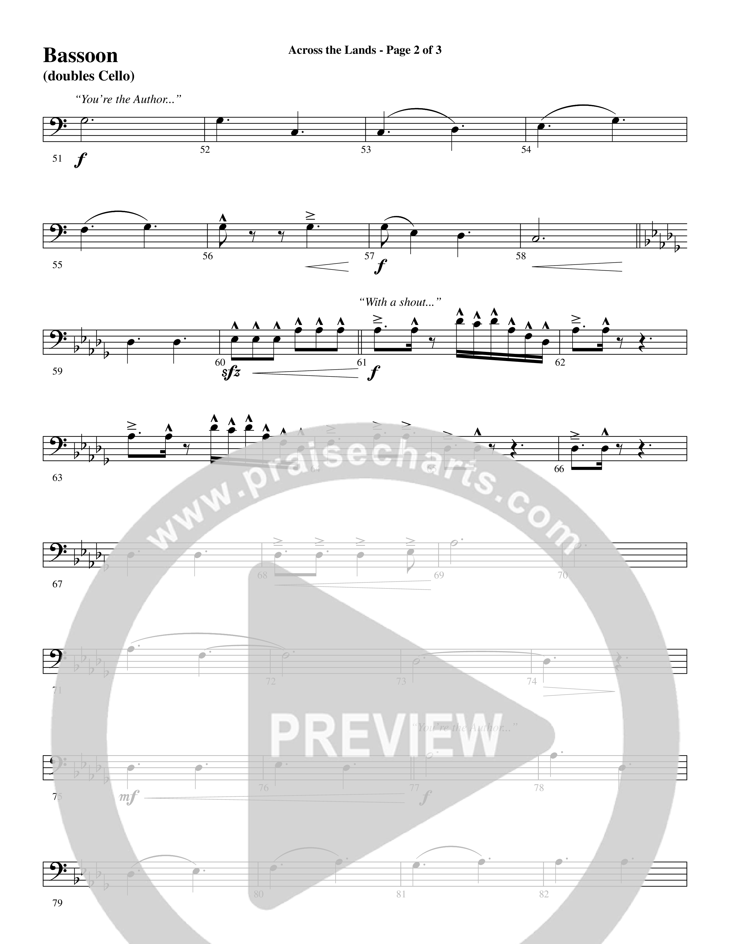 Across the Lands (You’re the Word of God) (Choral Anthem SATB) Bassoon (Word Music Choral / Keith Getty / Stuart Townend / Arr. Cliff Duren)