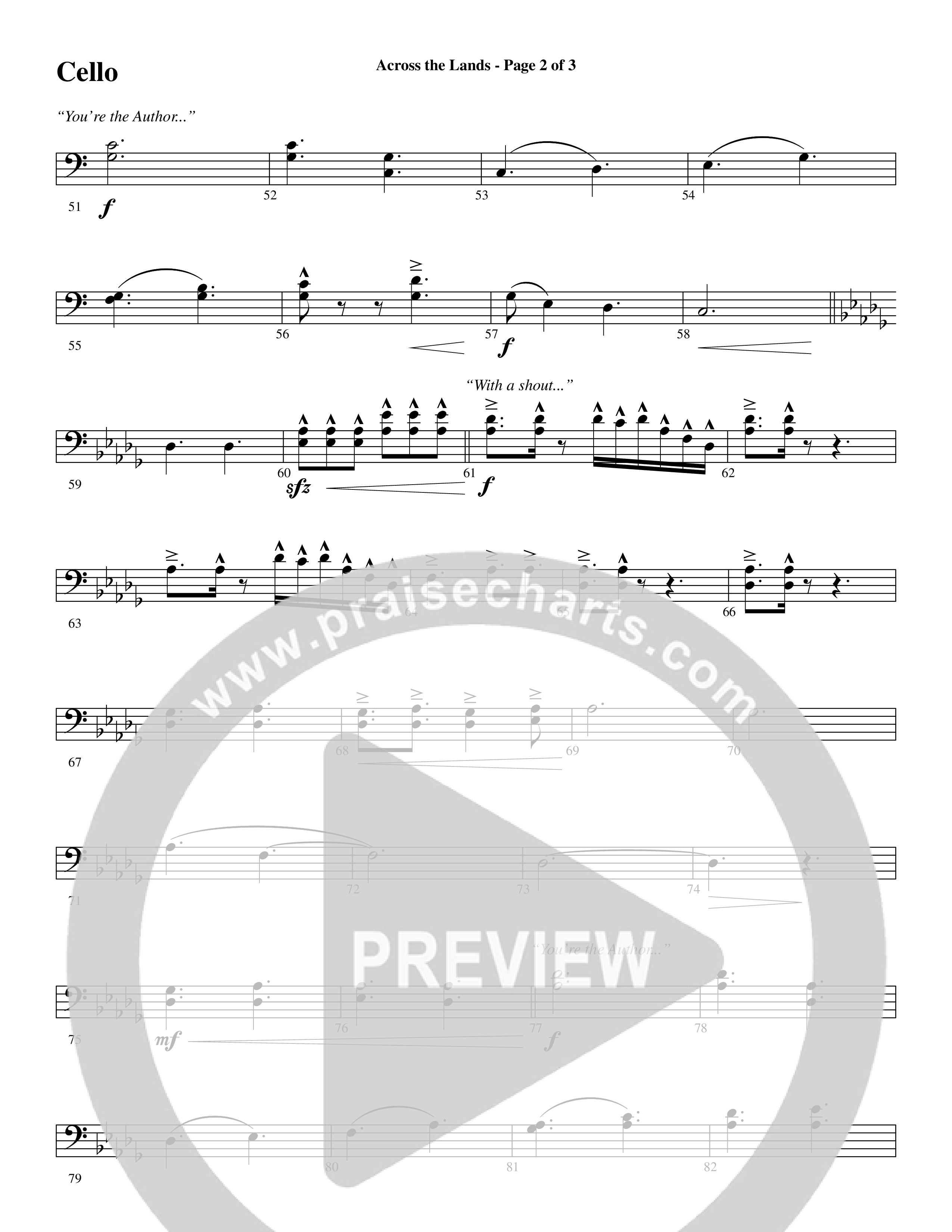 Across the Lands (You’re the Word of God) (Choral Anthem SATB) Cello (Word Music Choral / Keith Getty / Stuart Townend / Arr. Cliff Duren)
