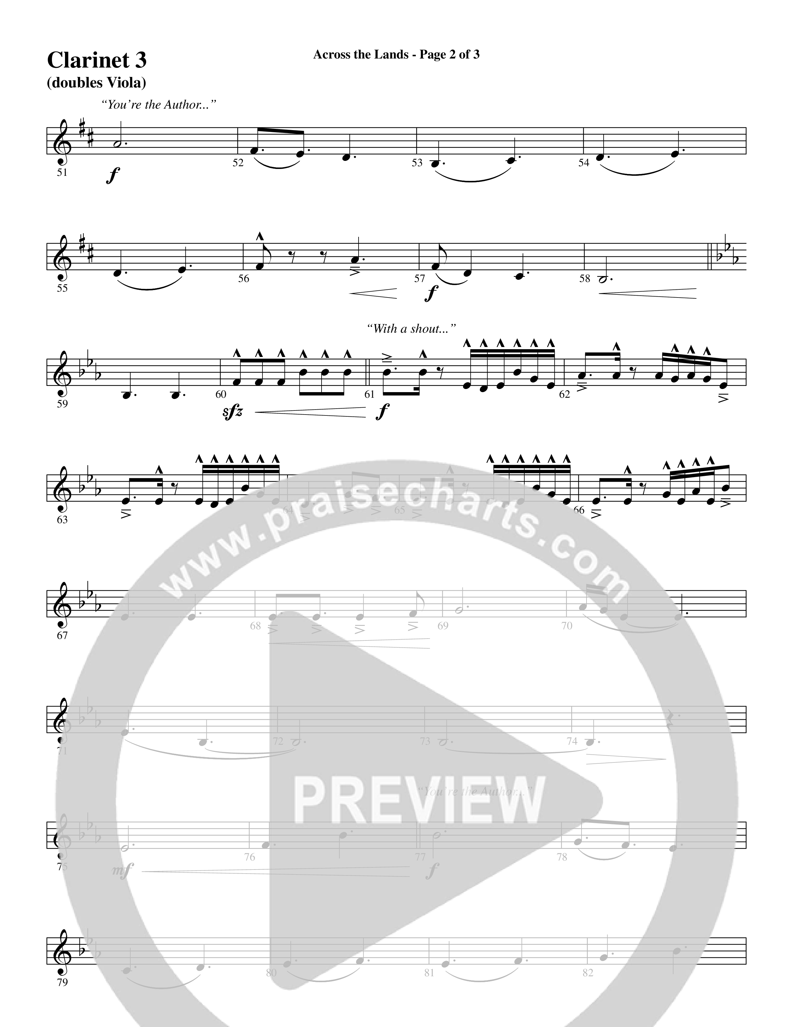 Across the Lands (You’re the Word of God) (Choral Anthem SATB) Clarinet 3 (Word Music Choral / Keith Getty / Stuart Townend / Arr. Cliff Duren)