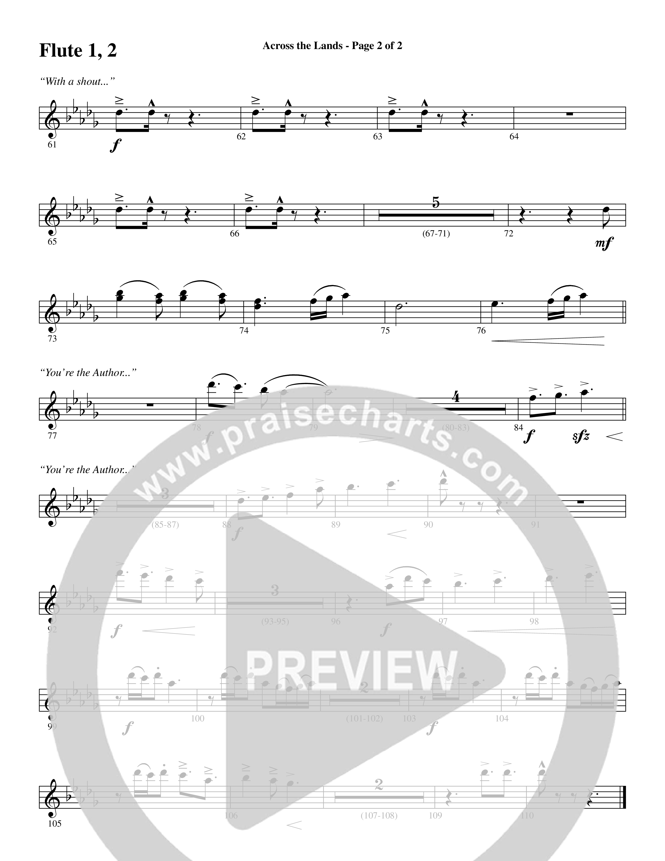Across the Lands (You’re the Word of God) (Choral Anthem SATB) Flute 1/2 (Word Music Choral / Keith Getty / Stuart Townend / Arr. Cliff Duren)
