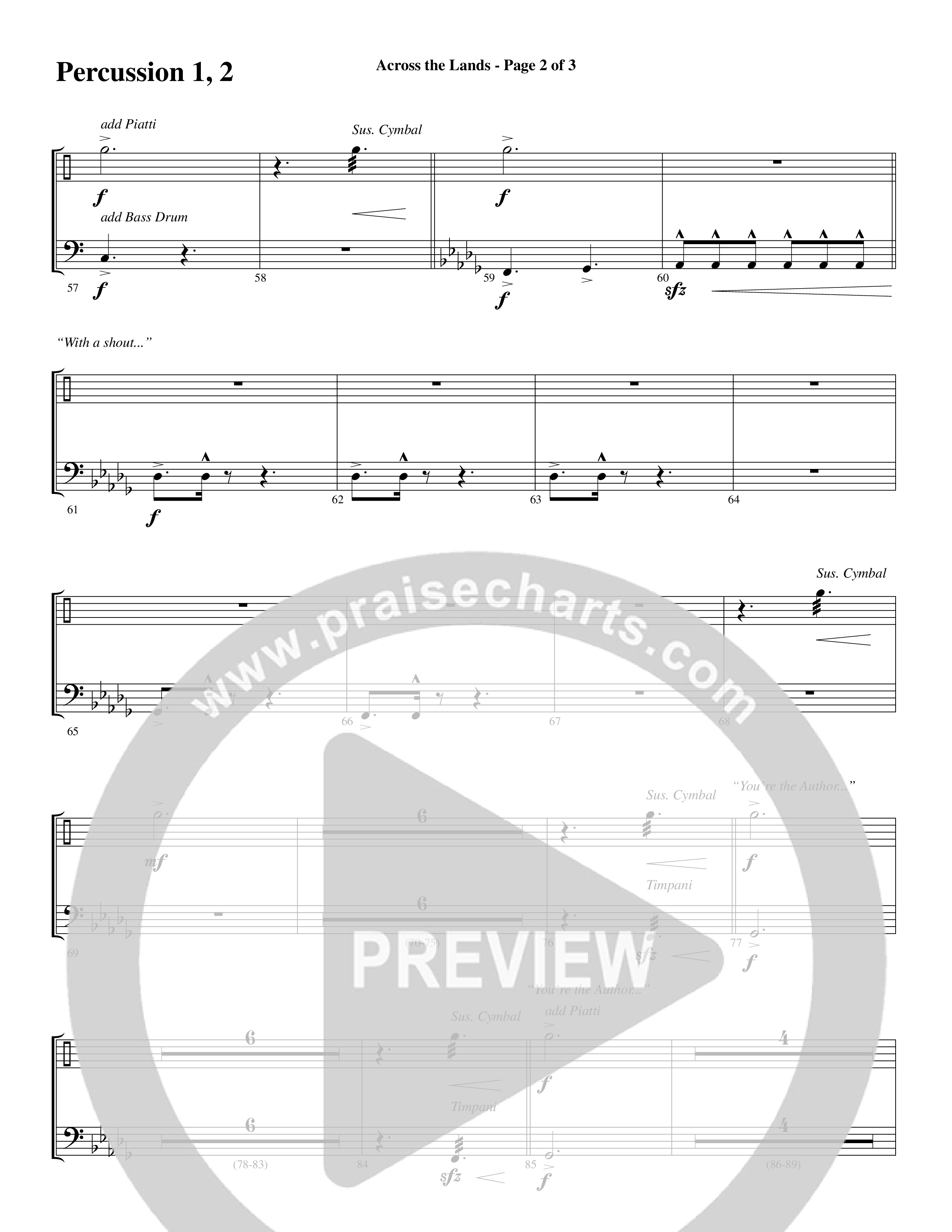 Across the Lands (You’re the Word of God) (Choral Anthem SATB) Percussion 1/2 (Word Music Choral / Keith Getty / Stuart Townend / Arr. Cliff Duren)