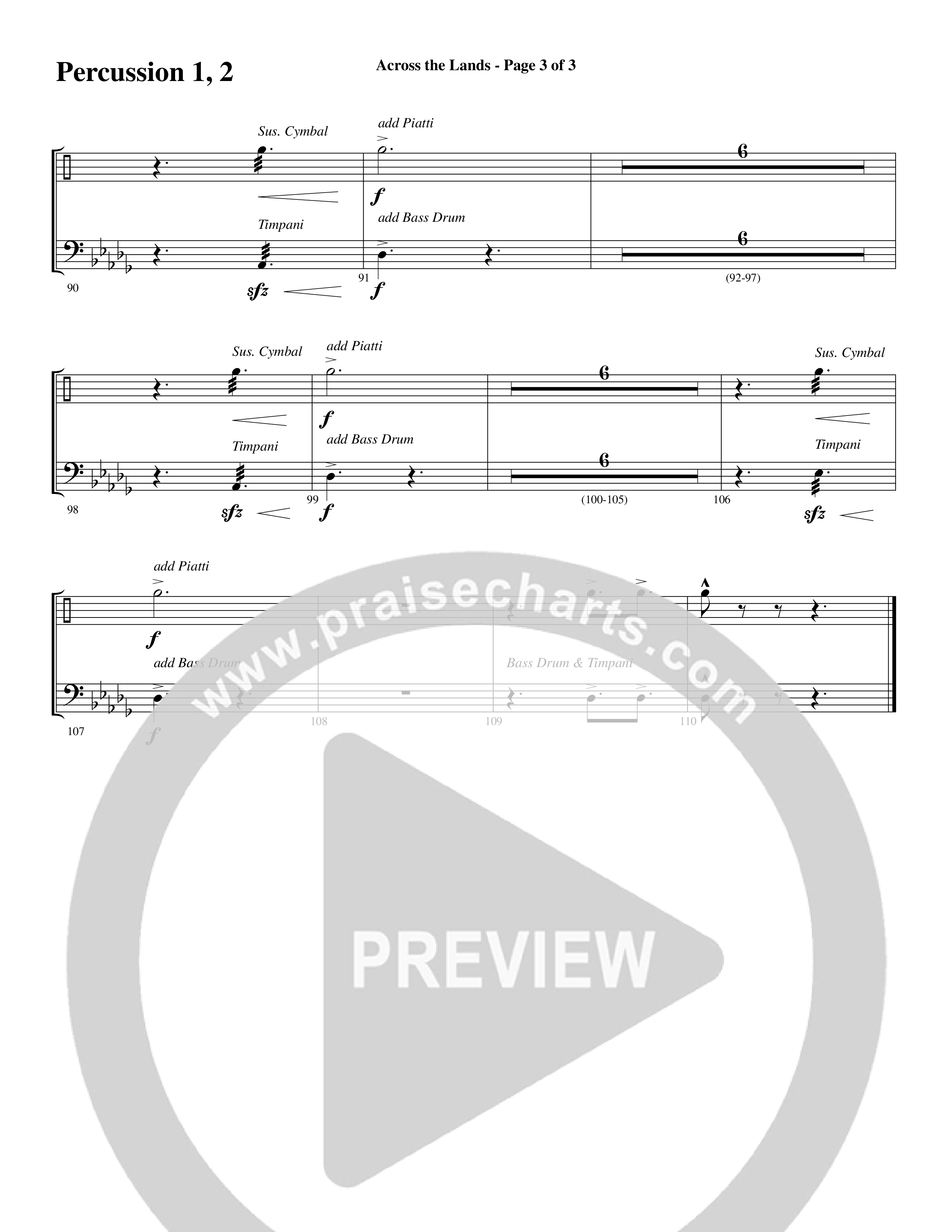 Across the Lands (You’re the Word of God) (Choral Anthem SATB) Percussion 1/2 (Word Music Choral / Keith Getty / Stuart Townend / Arr. Cliff Duren)