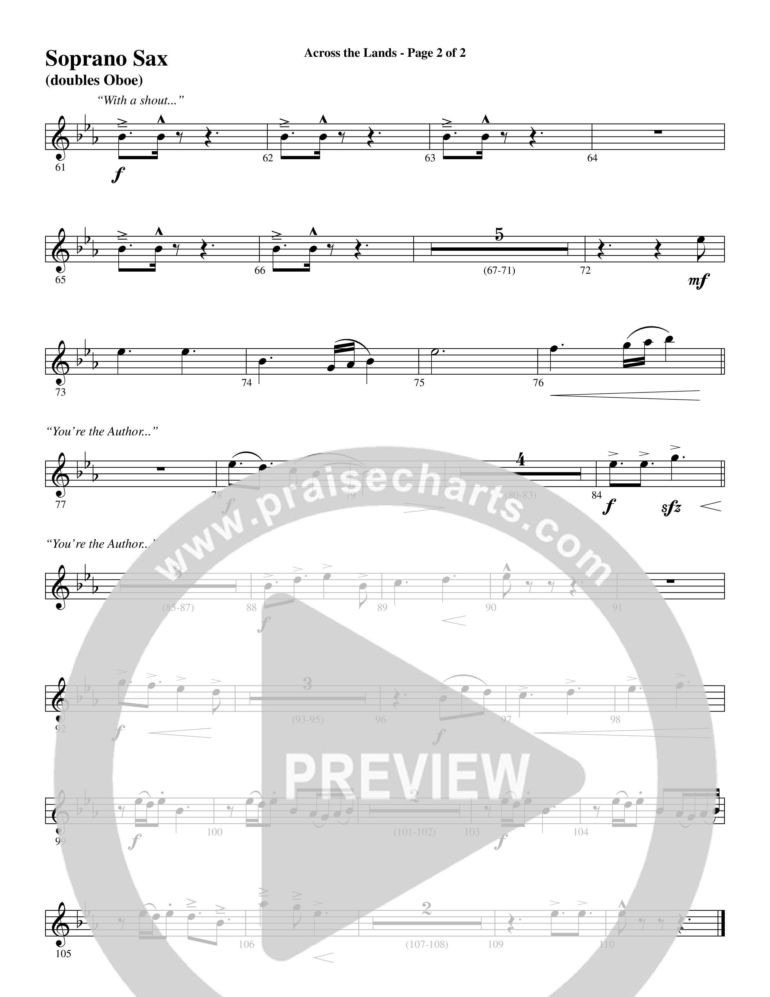 Across the Lands (You’re the Word of God) (Choral Anthem SATB) Soprano Sax (Word Music Choral / Keith Getty / Stuart Townend / Arr. Cliff Duren)