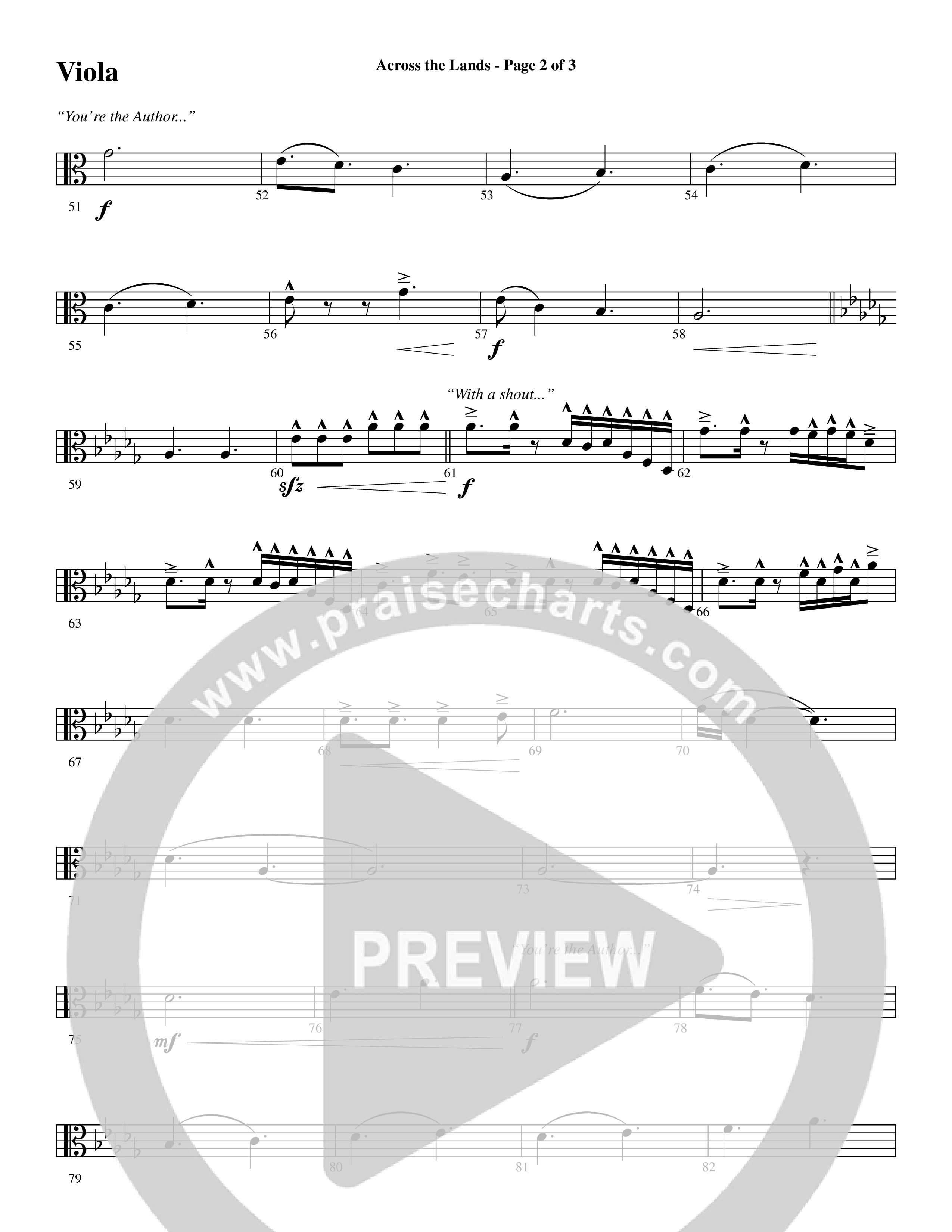 Across the Lands (You’re the Word of God) (Choral Anthem SATB) Viola (Word Music Choral / Keith Getty / Stuart Townend / Arr. Cliff Duren)