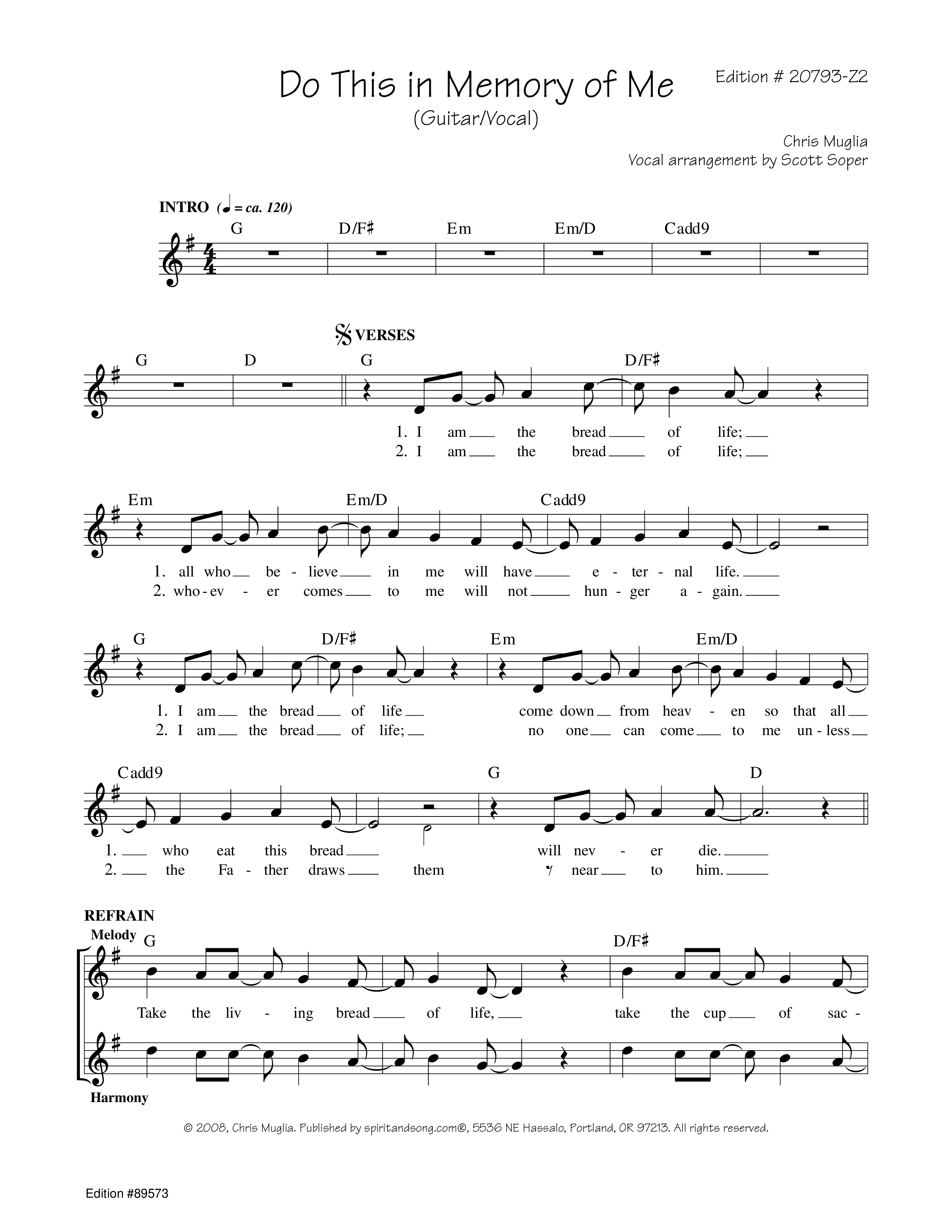 Do This In Memory Of Me Rhythm/Vocal (Chris Muglia)