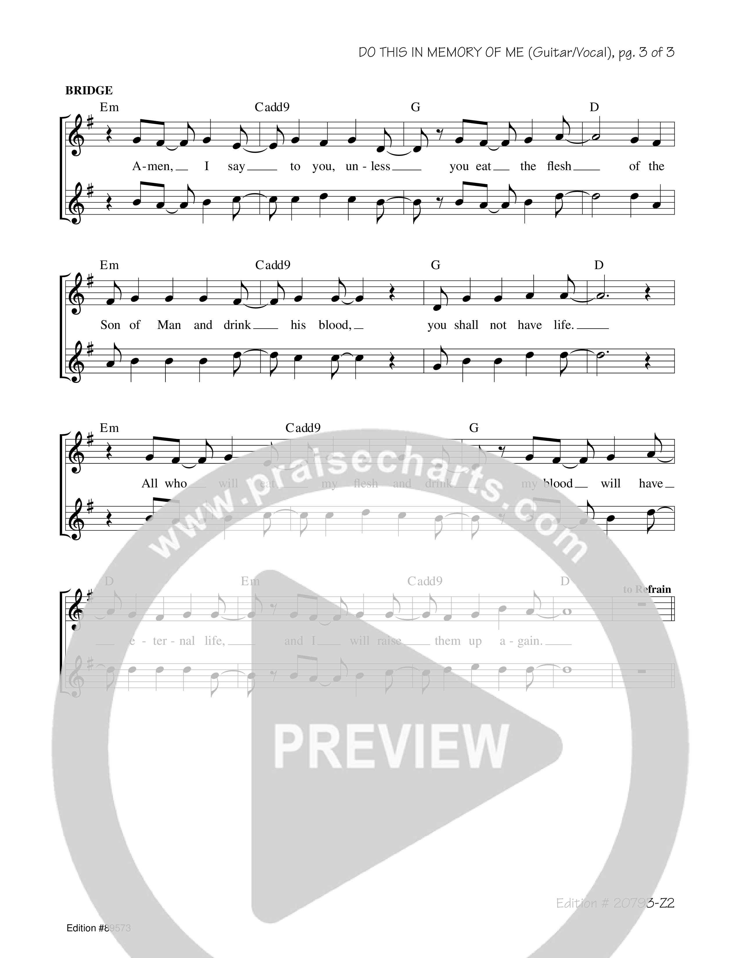 Do This In Memory Of Me Rhythm/Vocal (Chris Muglia)