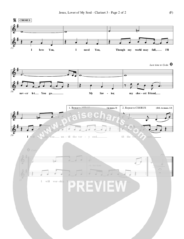 Jesus Lover Of My Soul Clarinet 3 (Hillsong Worship)