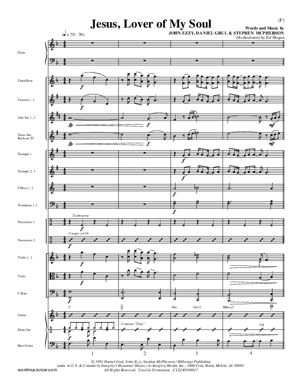 Jesus Lover Of My Soul Conductor's Score (Hillsong Worship)