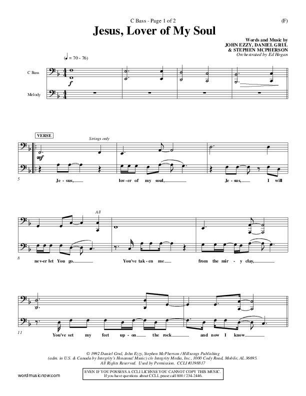 Jesus Lover Of My Soul Contrabass (Hillsong Worship)