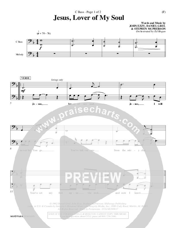 Jesus Lover Of My Soul Contrabass (Hillsong Worship)