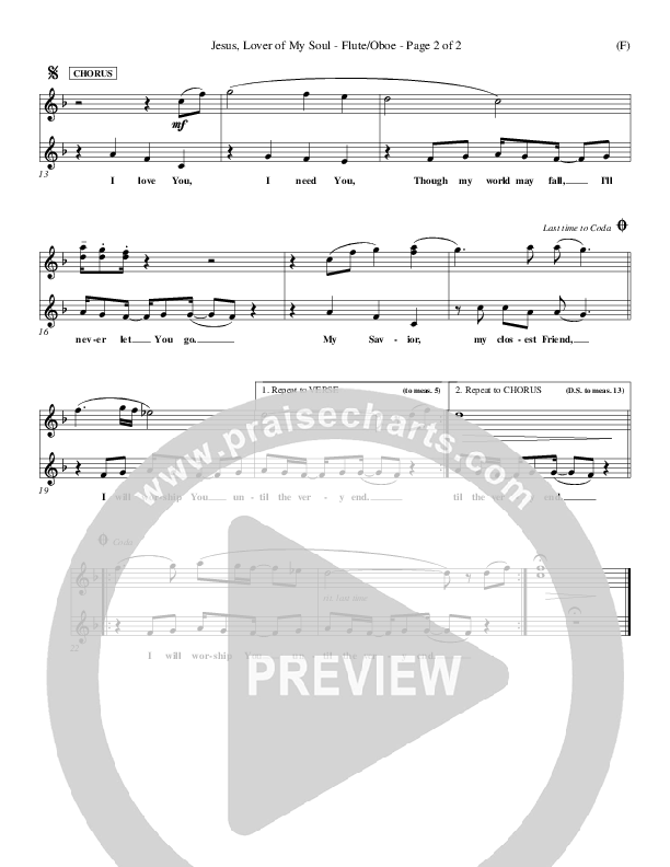 Jesus Lover Of My Soul Flute/Oboe (Hillsong Worship)