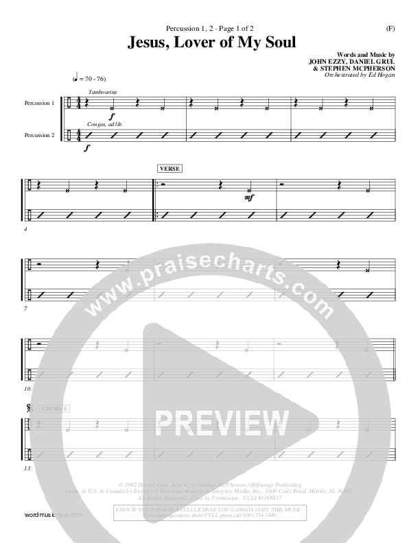 Jesus Lover Of My Soul Percussion 1/2 (Hillsong Worship)