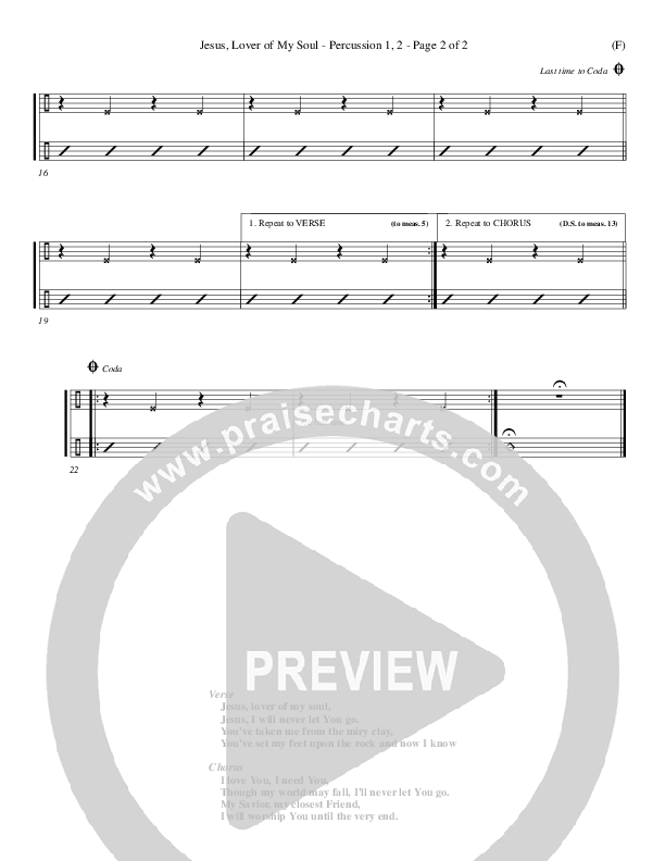 Jesus Lover Of My Soul Percussion 1/2 (Hillsong Worship)