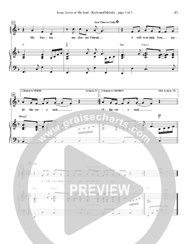 Jesus Lover Of My Soul Lead Sheet (Hillsong Worship)