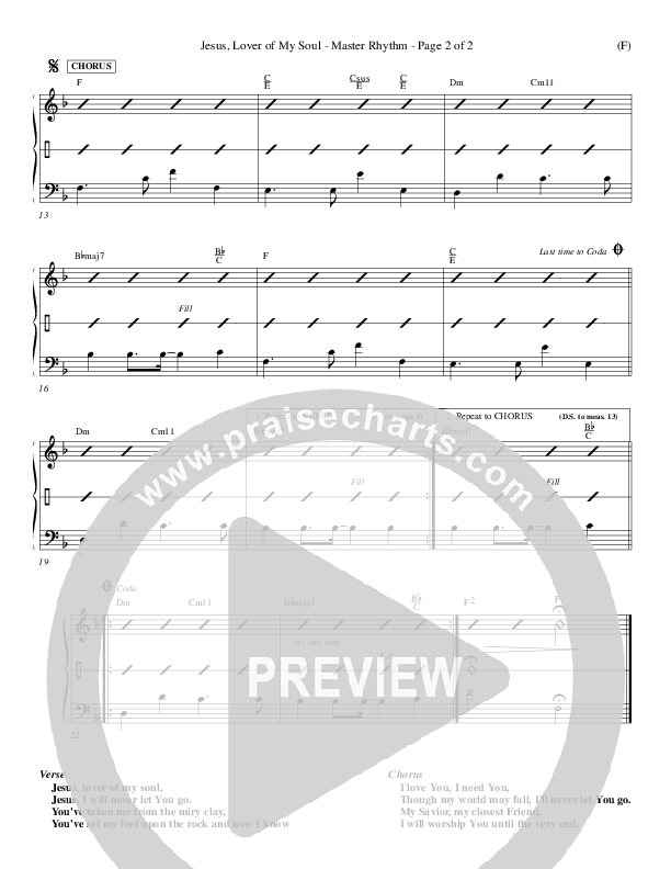 Jesus Lover Of My Soul Rhythm Chart (Hillsong Worship)