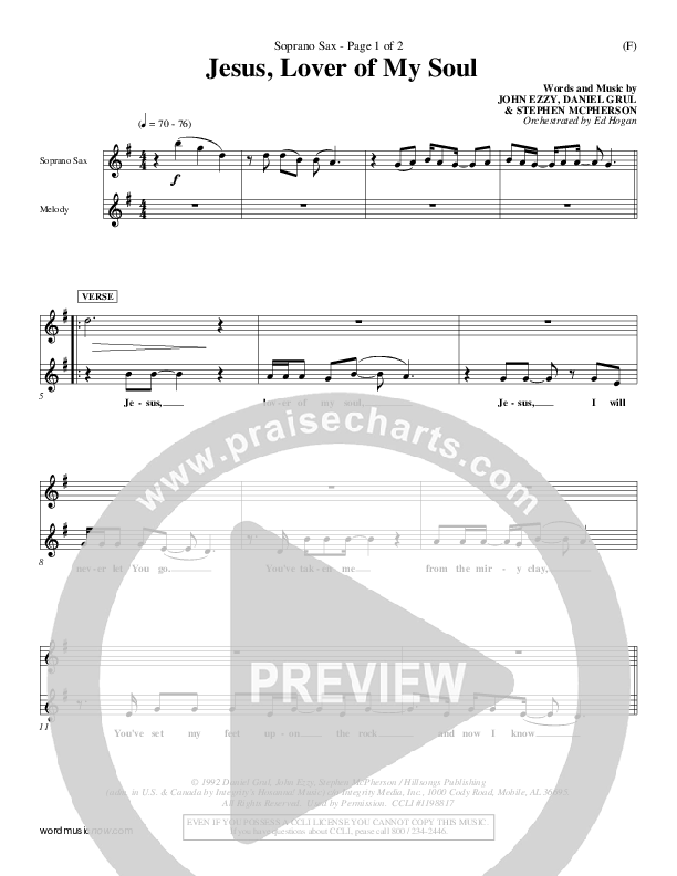 Jesus Lover Of My Soul Soprano Sax (Hillsong Worship)