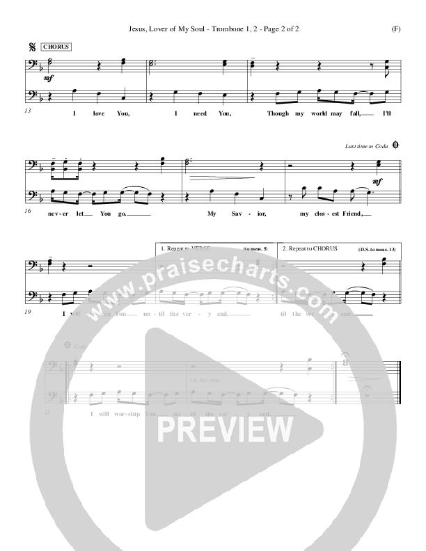 Jesus Lover Of My Soul Trombone 1/2 (Hillsong Worship)