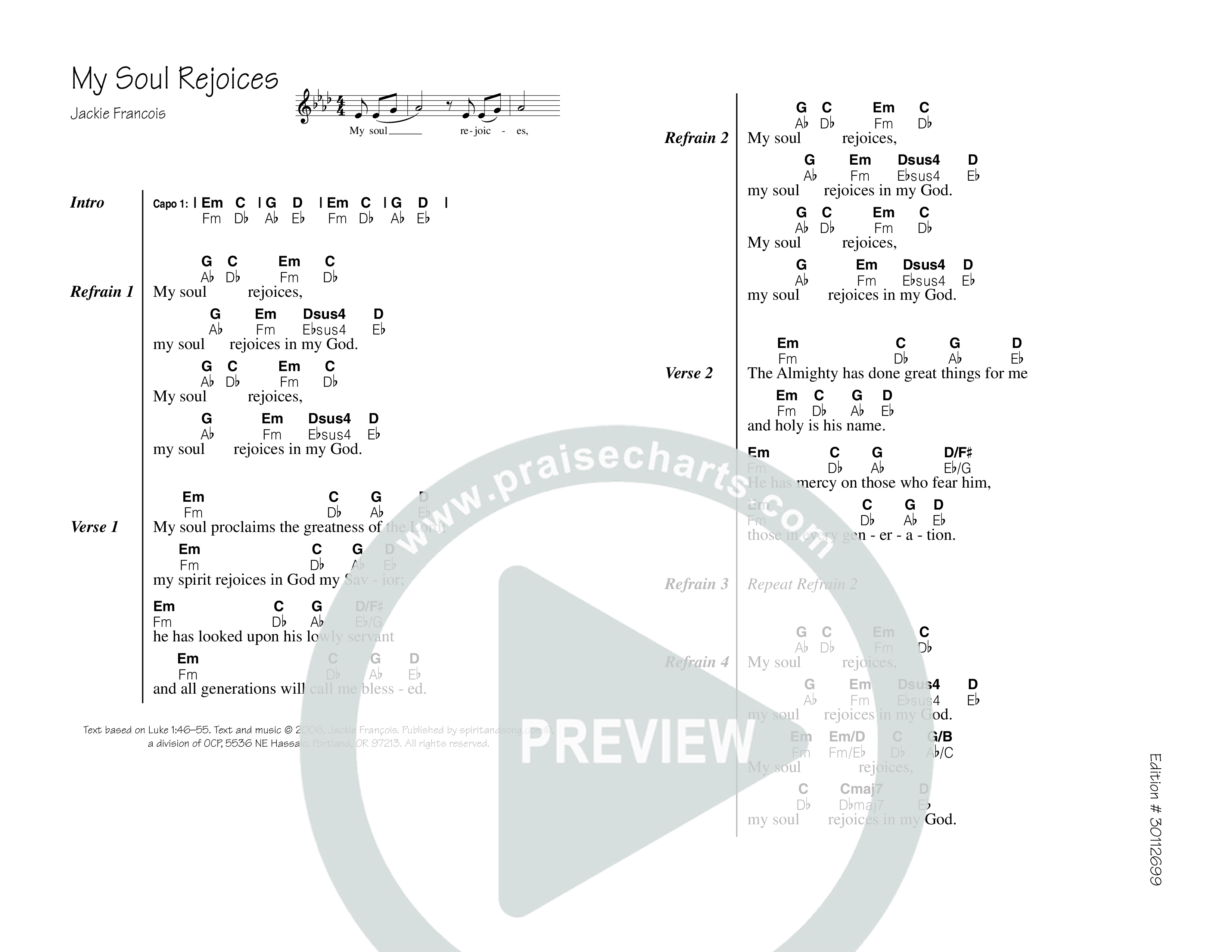 My Soul Rejoices Chord Chart (Jackie François)