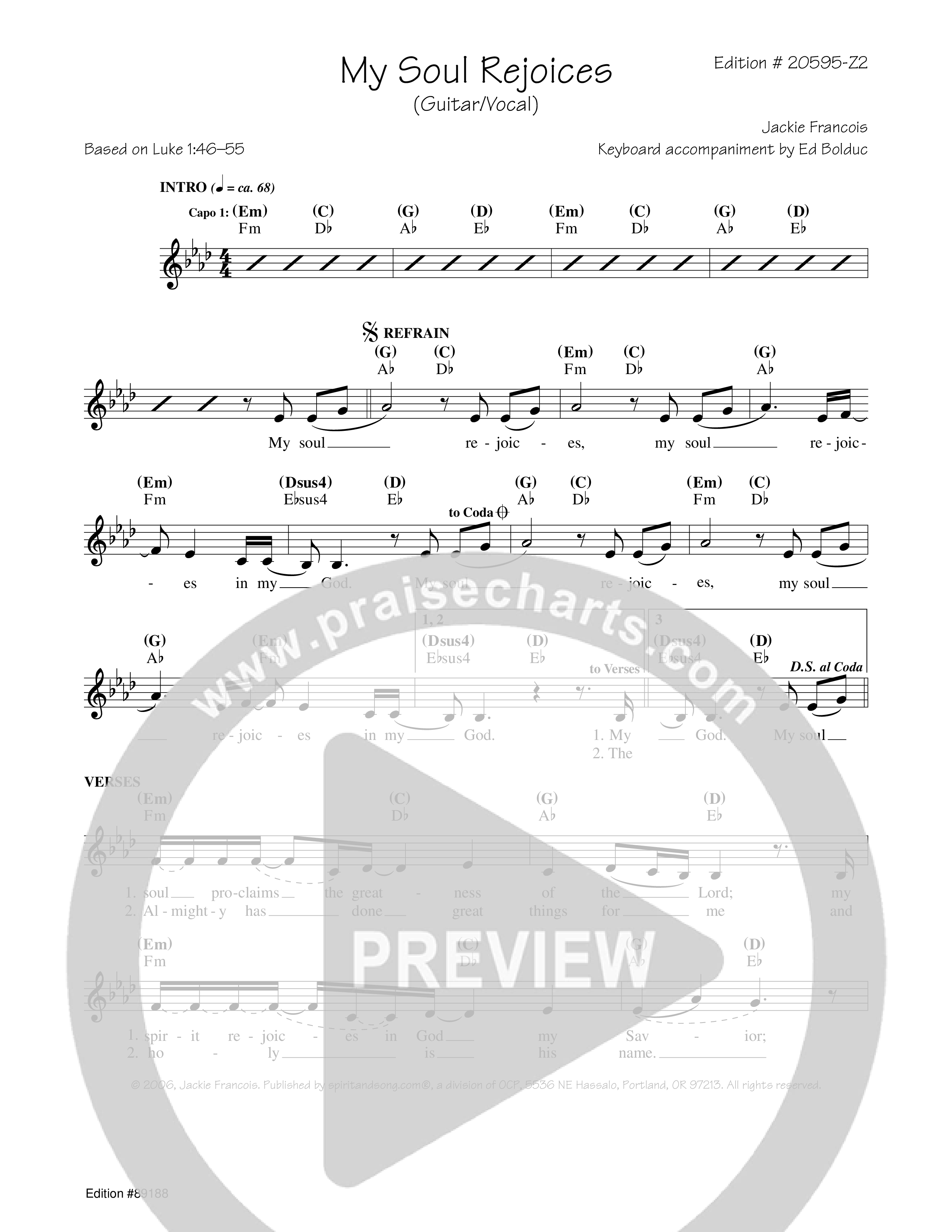 My Soul Rejoices Lead Sheet Melody (Jackie François)