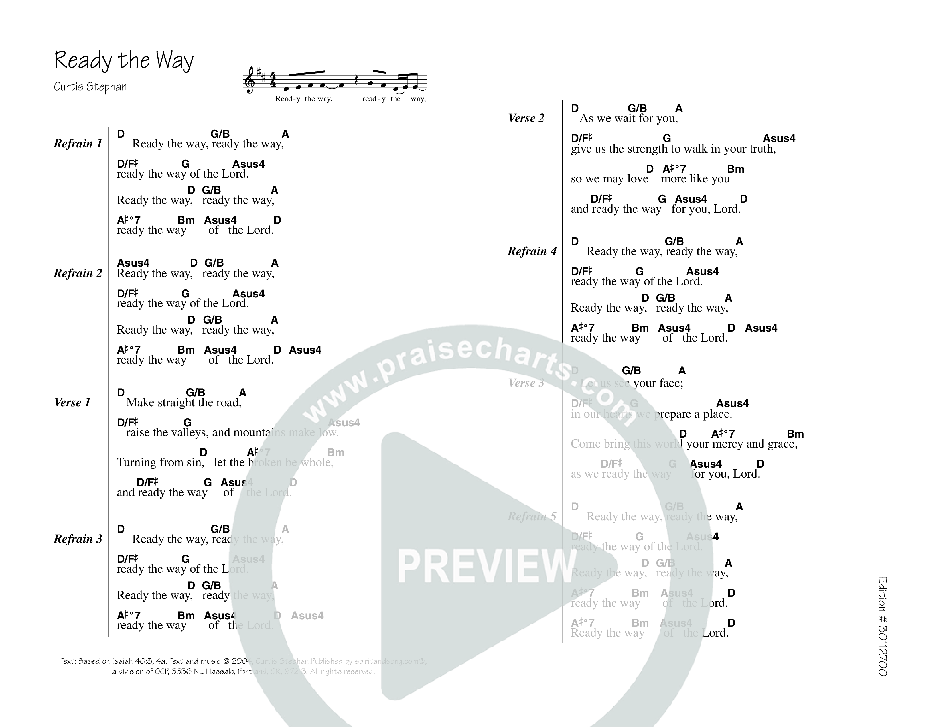 Ready The Way Chord Chart (Curtis Stephan)