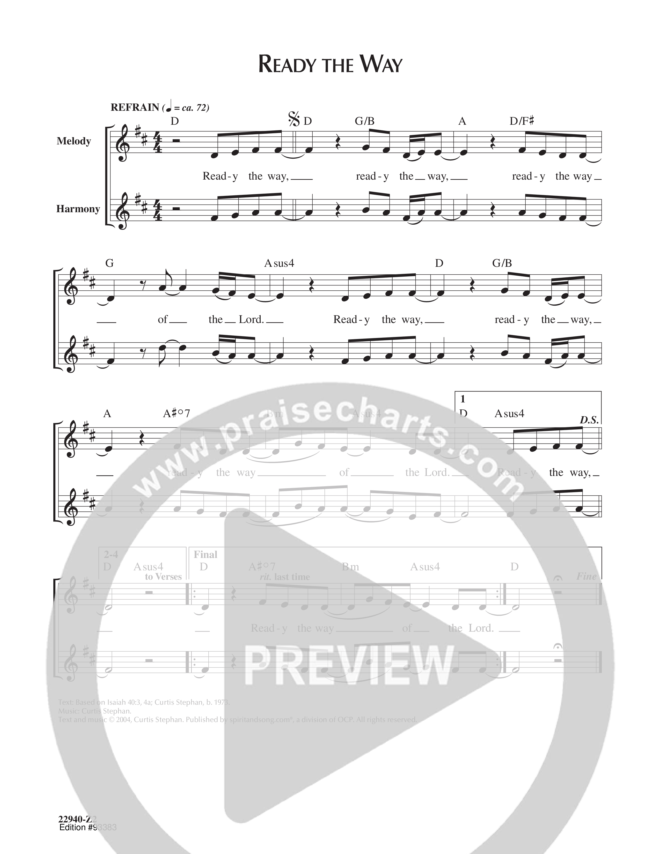 Ready The Way Rhythm/Vocal (Curtis Stephan)