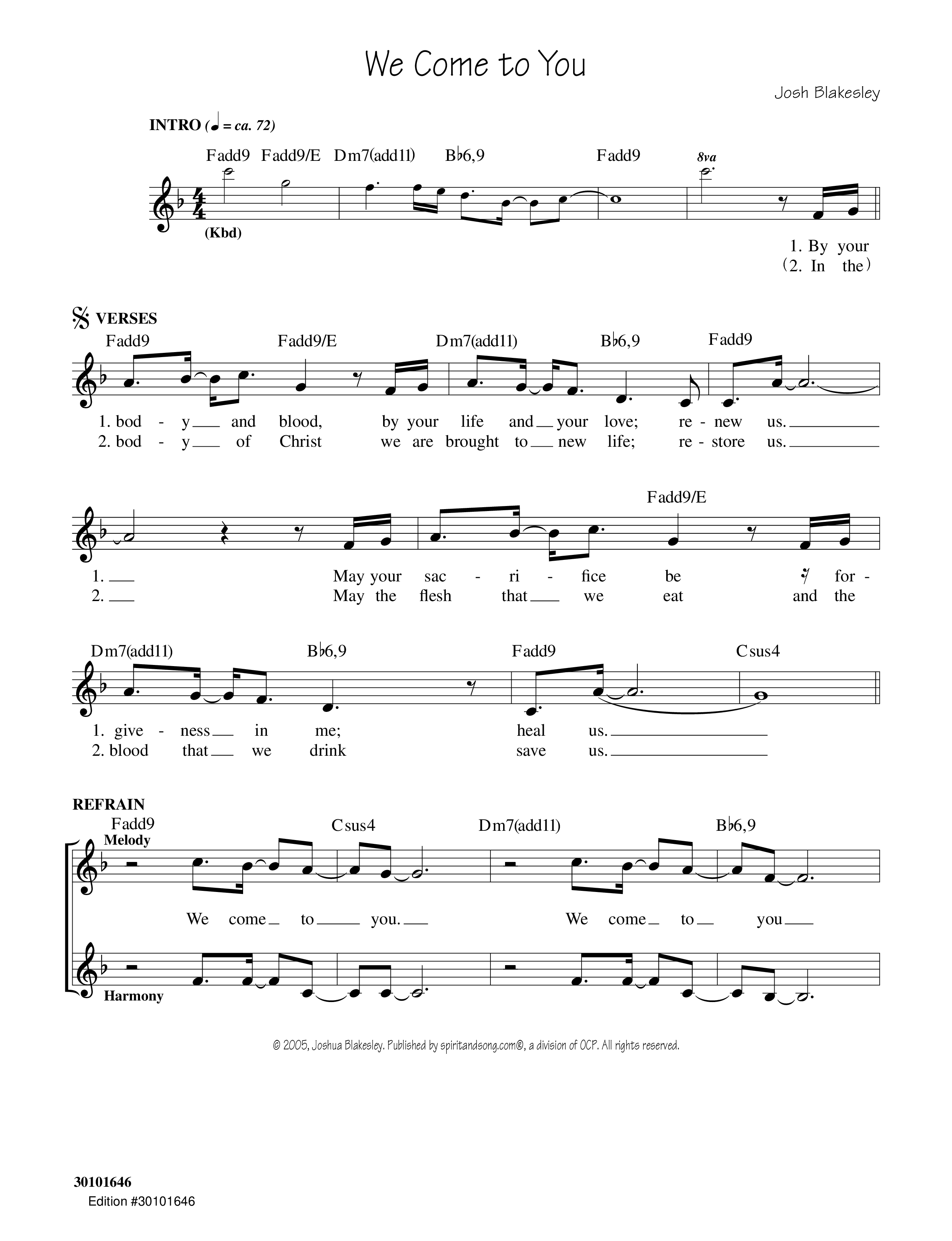 We Come To You Rhythm/Vocal (Josh Blakesley)