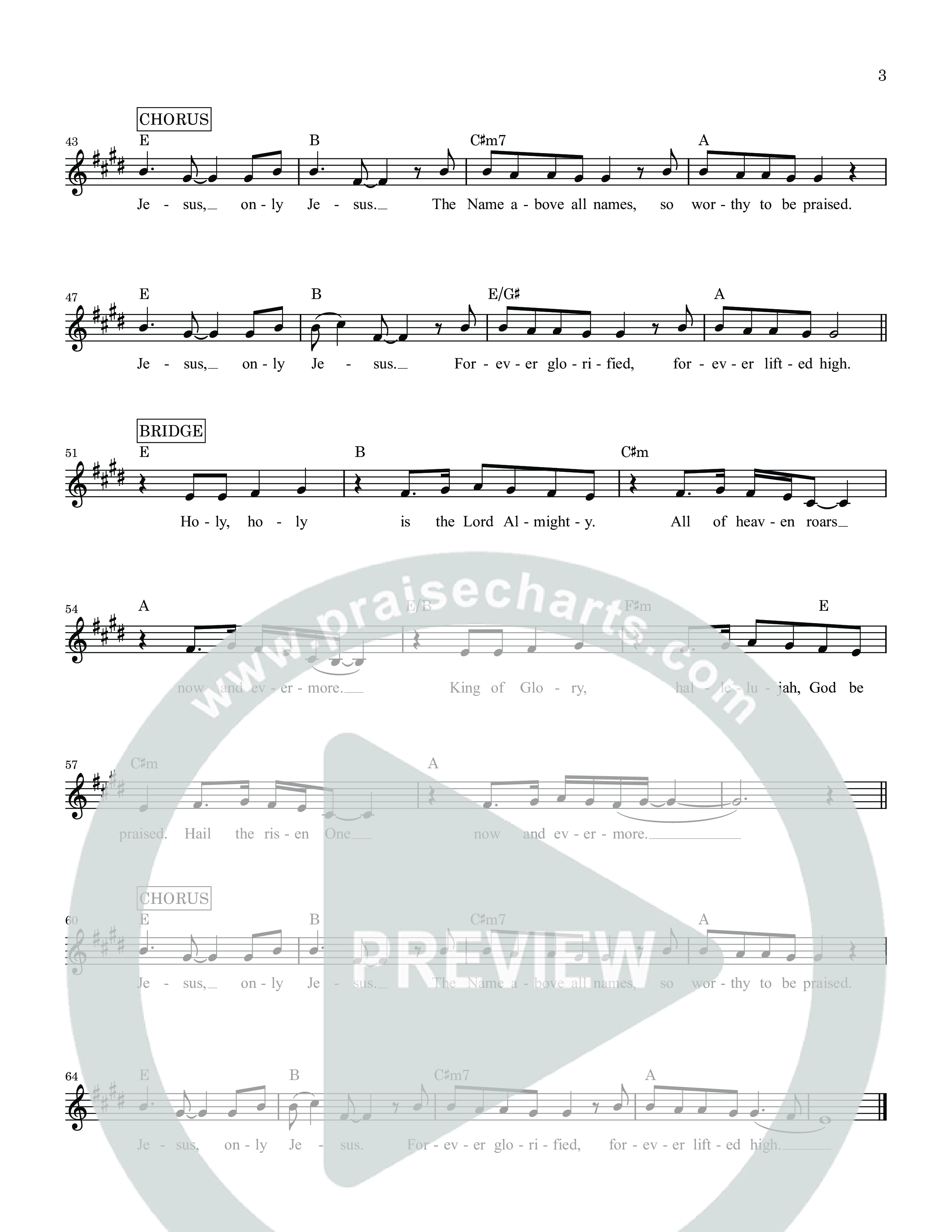 Only Jesus Lead Sheet Melody (Hillsong Worship)