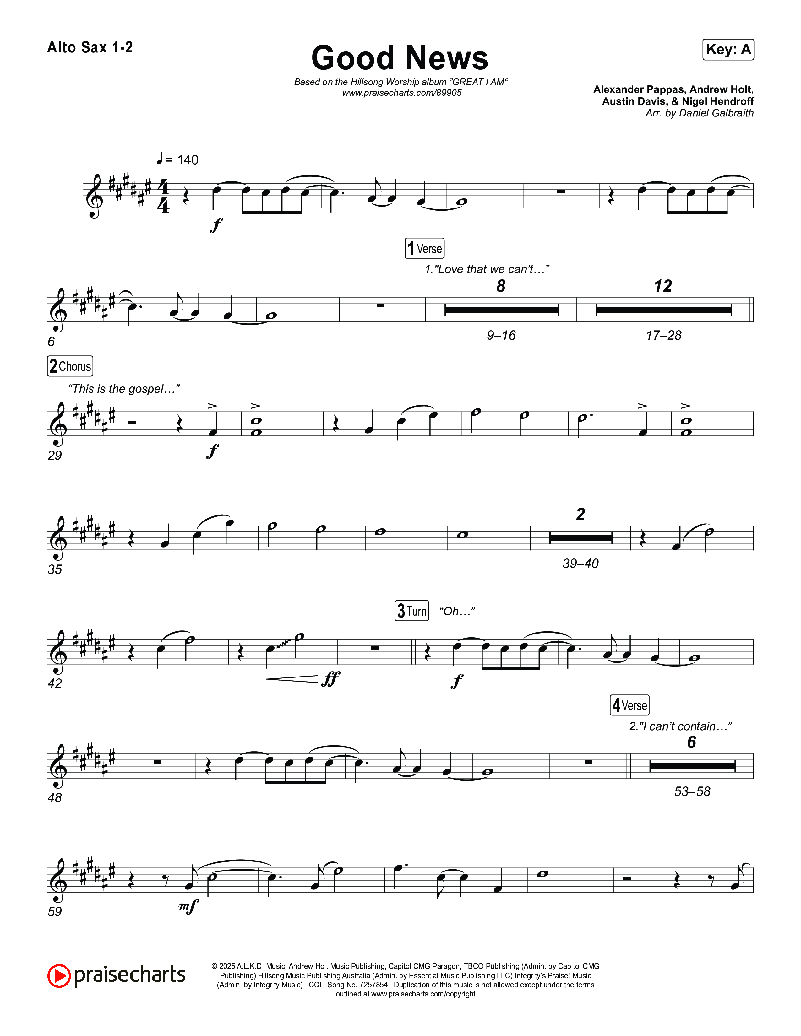 Good News Alto Sax 1,2 (Hillsong Worship)