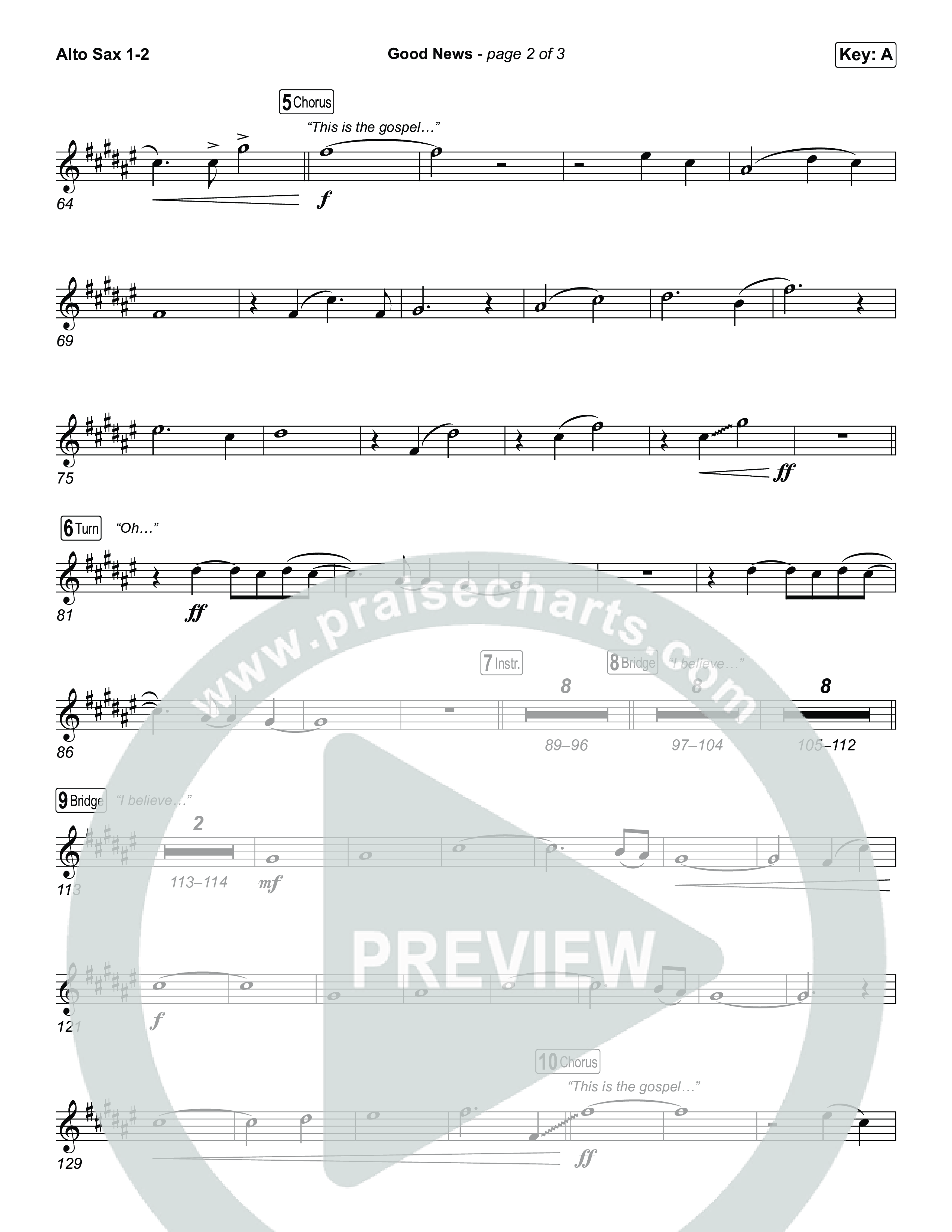 Good News Alto Sax 1,2 (Hillsong Worship)