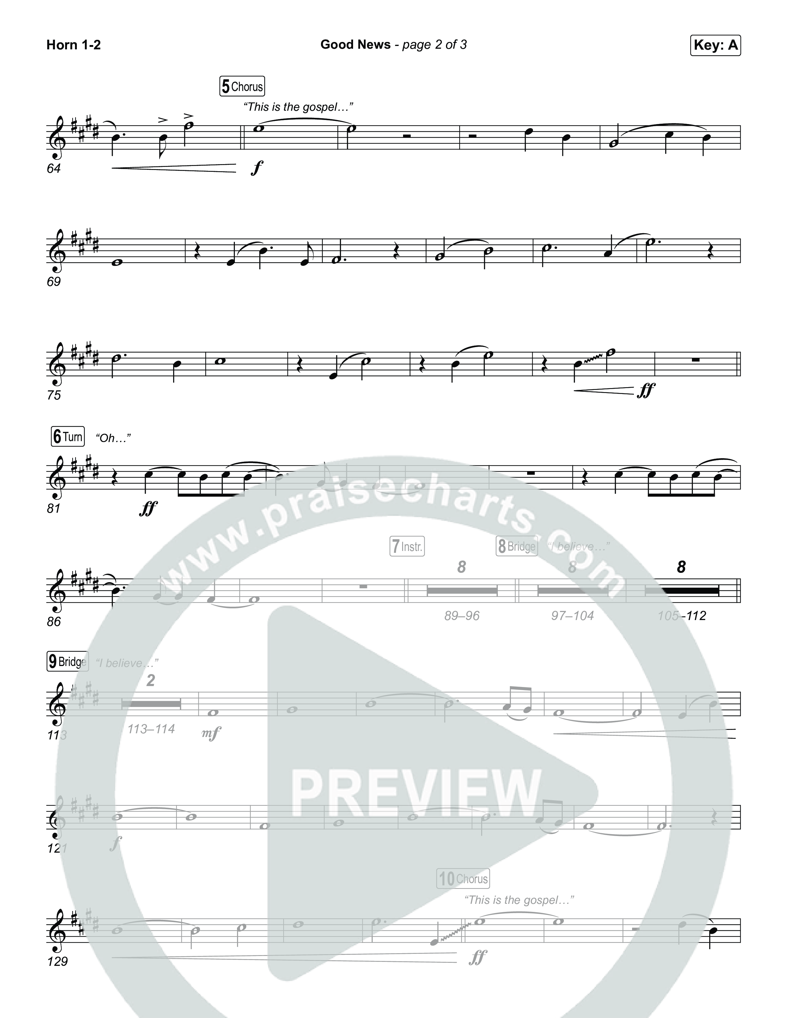 Good News French Horn 1,2 (Hillsong Worship)